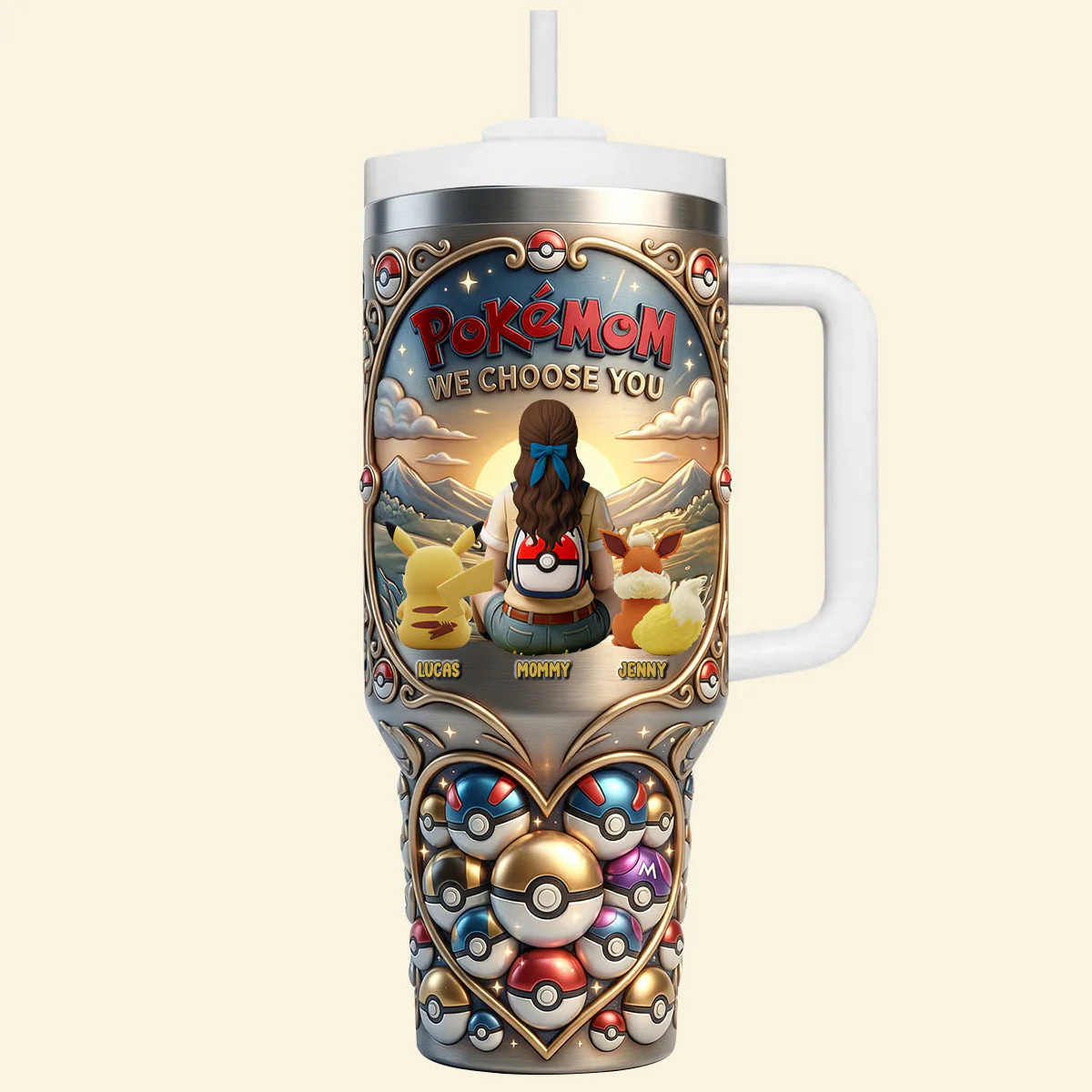 PoMo Mom Choose Us - Personalized Tumbler With Handle - Gift For Mom, Movie Fans - Image 4