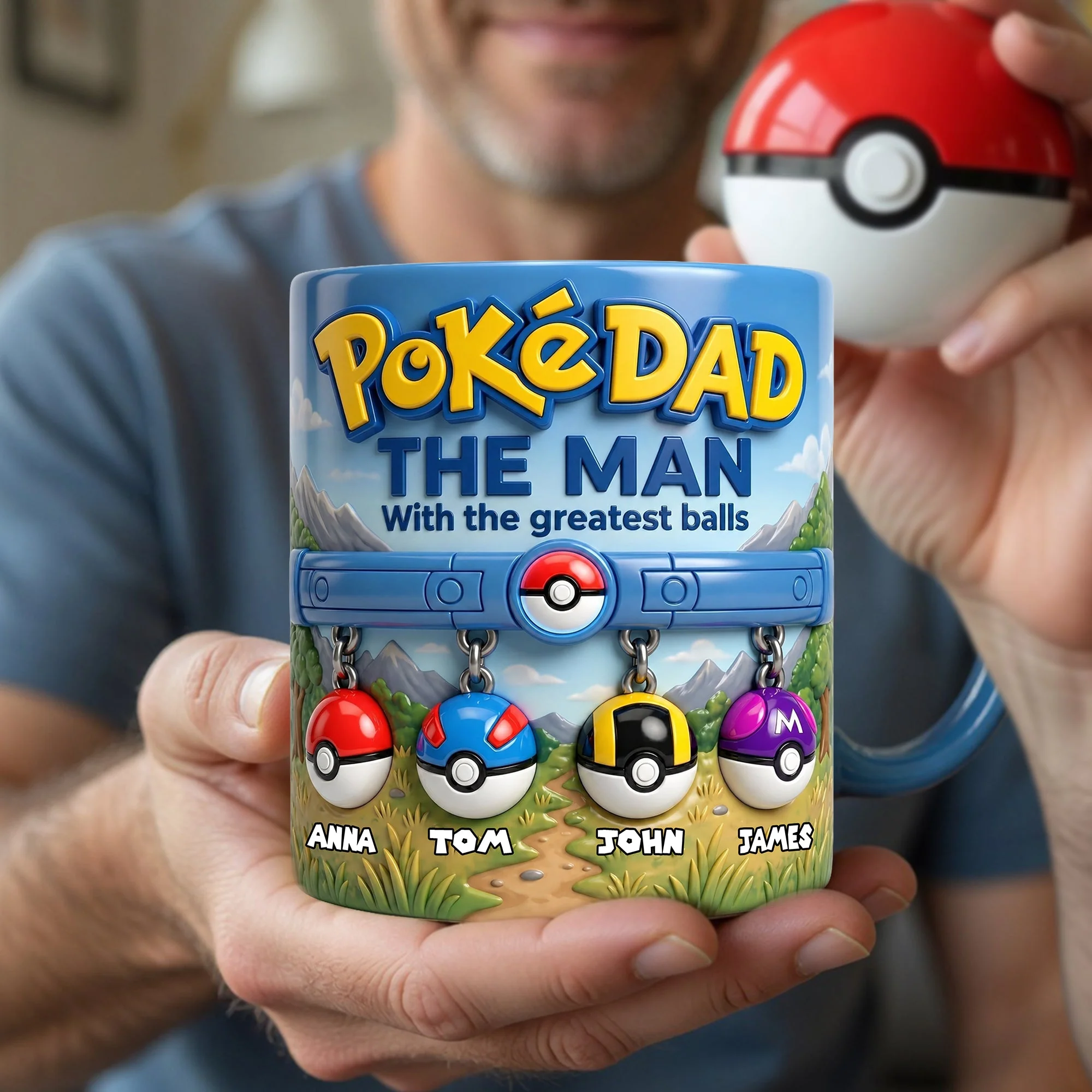 PoMo The Man With The Greatest Balls - Personalized Accent Mug - Gift For Father's Day - Image 2