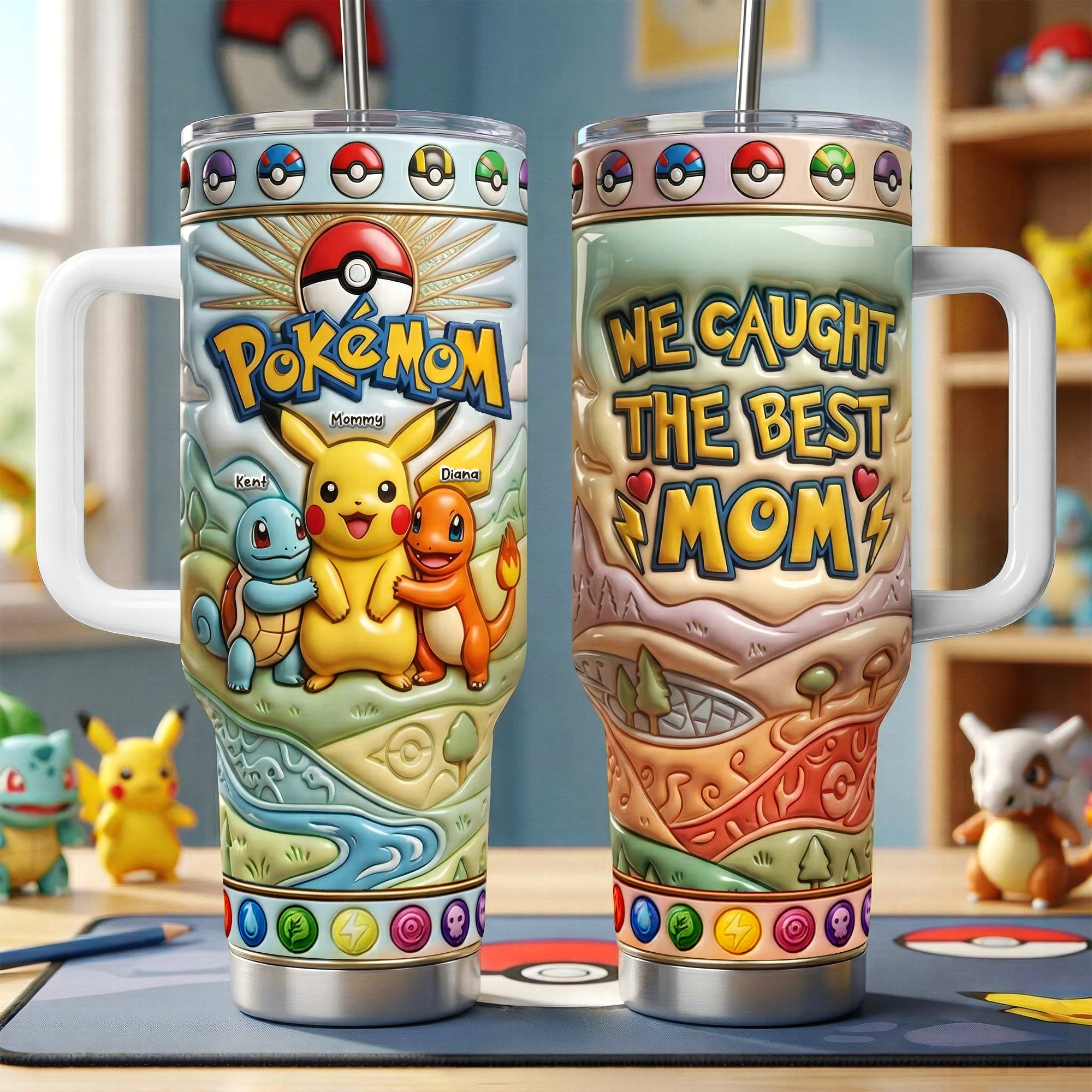 PoMo We Caught The Best Mom - Personalized Tumbler With Handle - Gift For Mom, Movie Fans - Image 2