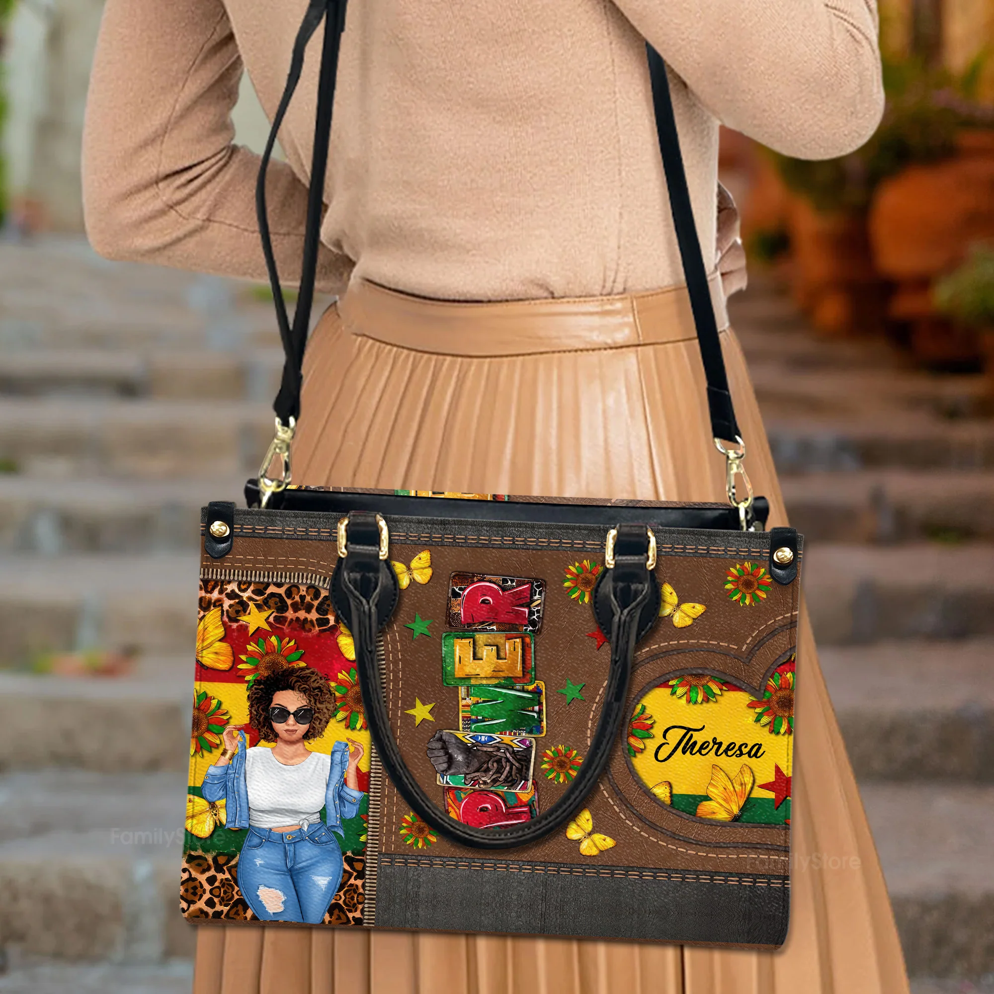 Power to the People Juneteenth  - Personalized Leather Bag - Birthday Gift For Black Woman, Mother, Friend, Sister | GR3 - Image 3