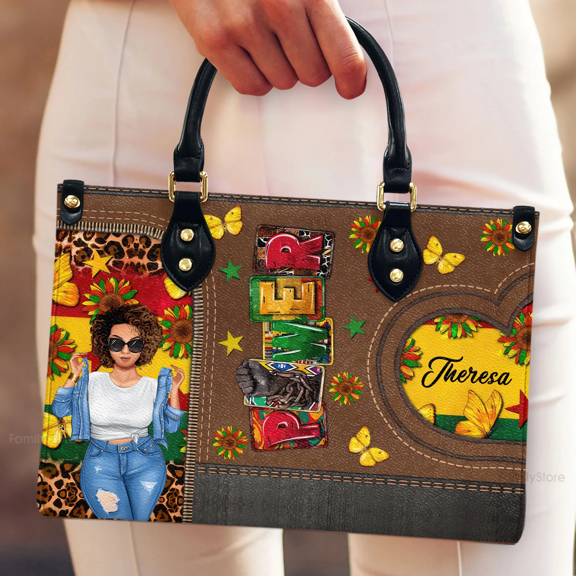 Power to the People Juneteenth  - Personalized Leather Bag - Birthday Gift For Black Woman, Mother, Friend, Sister | GR3 - Image 4