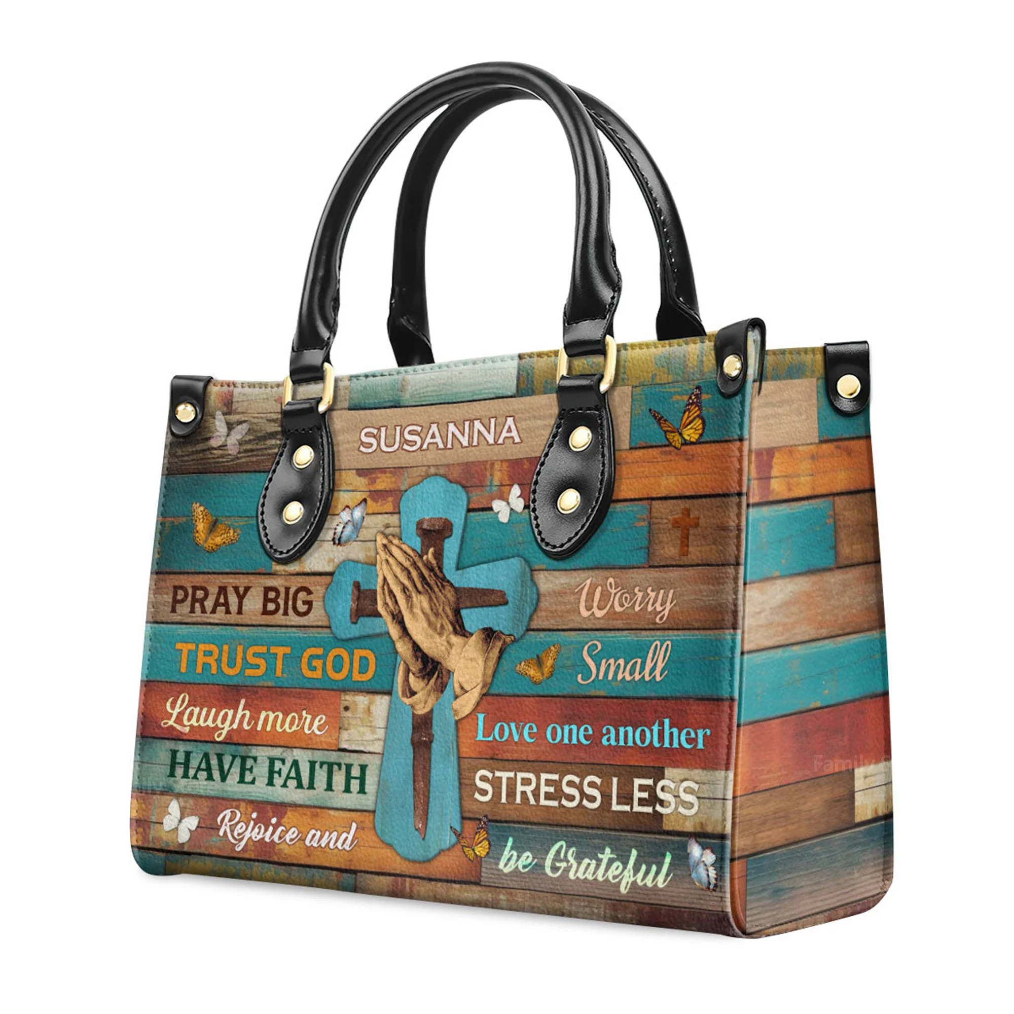Pray Big - Awesome Personalized Leather Handbag - AT4081403 - Image 3