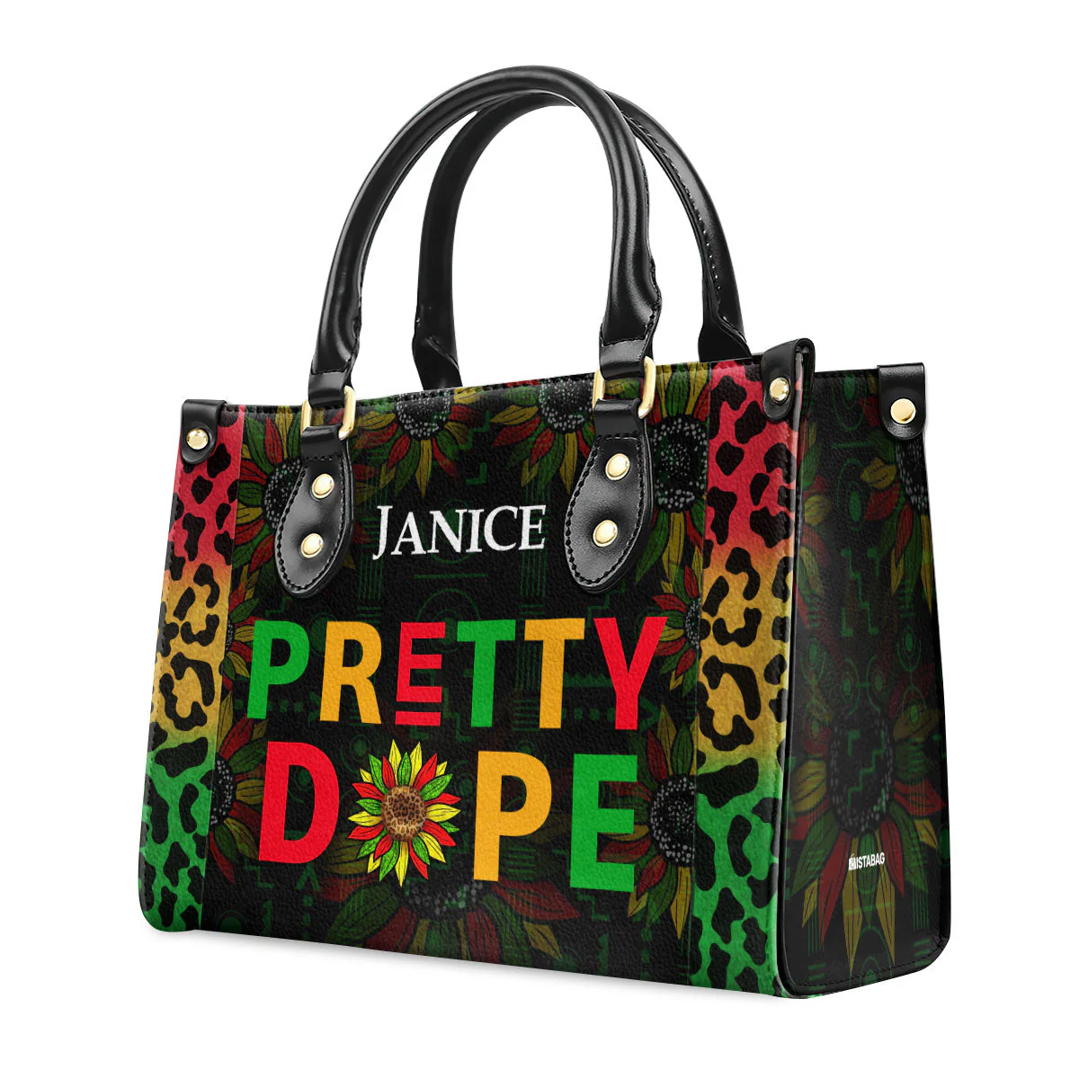 Pretty Dope Afrocentric - Personalized Rasta Colors Leather Handbag - Empowerment Gift For Women HD95 - Image 5