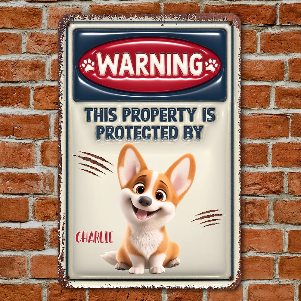 Property Is Protected By My Cartoon Dog - Personalized 3D Inflated Effect Metal Sign - Gift For Dog Lovers | CLP15 NA94 - Image 2