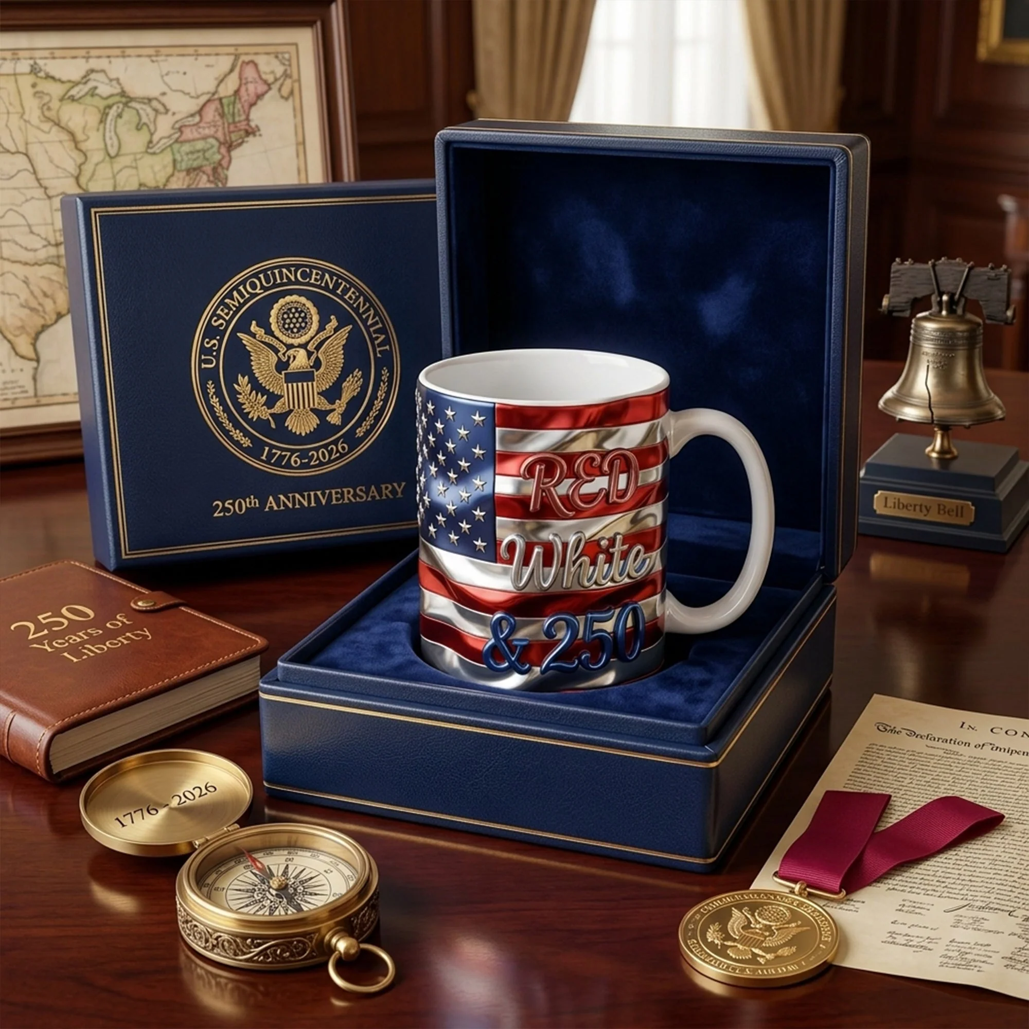 Proud Country Anniversary Red White Blue - Personalized White Mug - Patriotic Gift For Dad - Image 4