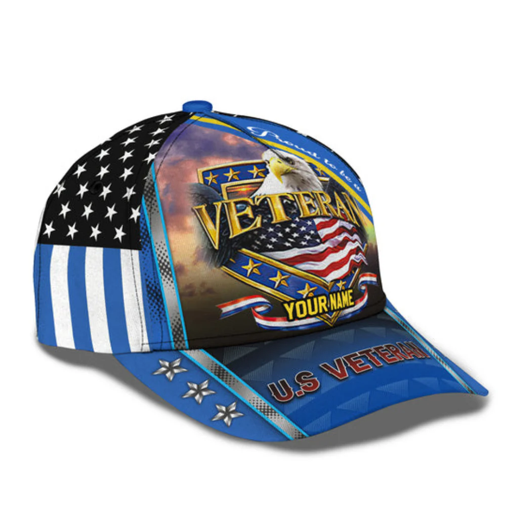 Proud To Be A Veteran Eagle American Flag - Personalized Classic Cap - Patriotic Gift For Veterans | HN02 - Image 2