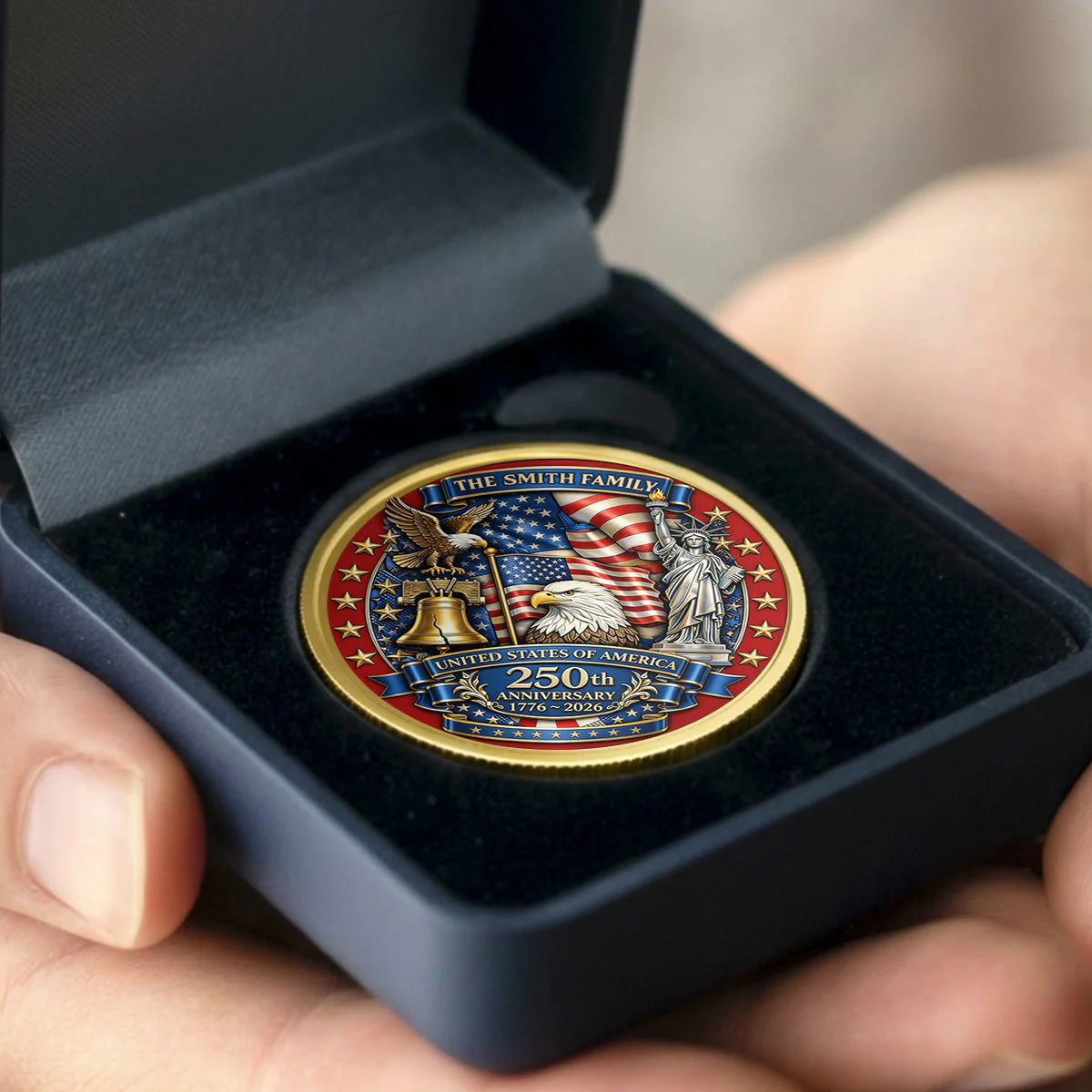 Proud to Be American 250 Years Of Freedom Anniversary - Personalized Commemorative Coin - Gifts For Patriotic Family - Image 6
