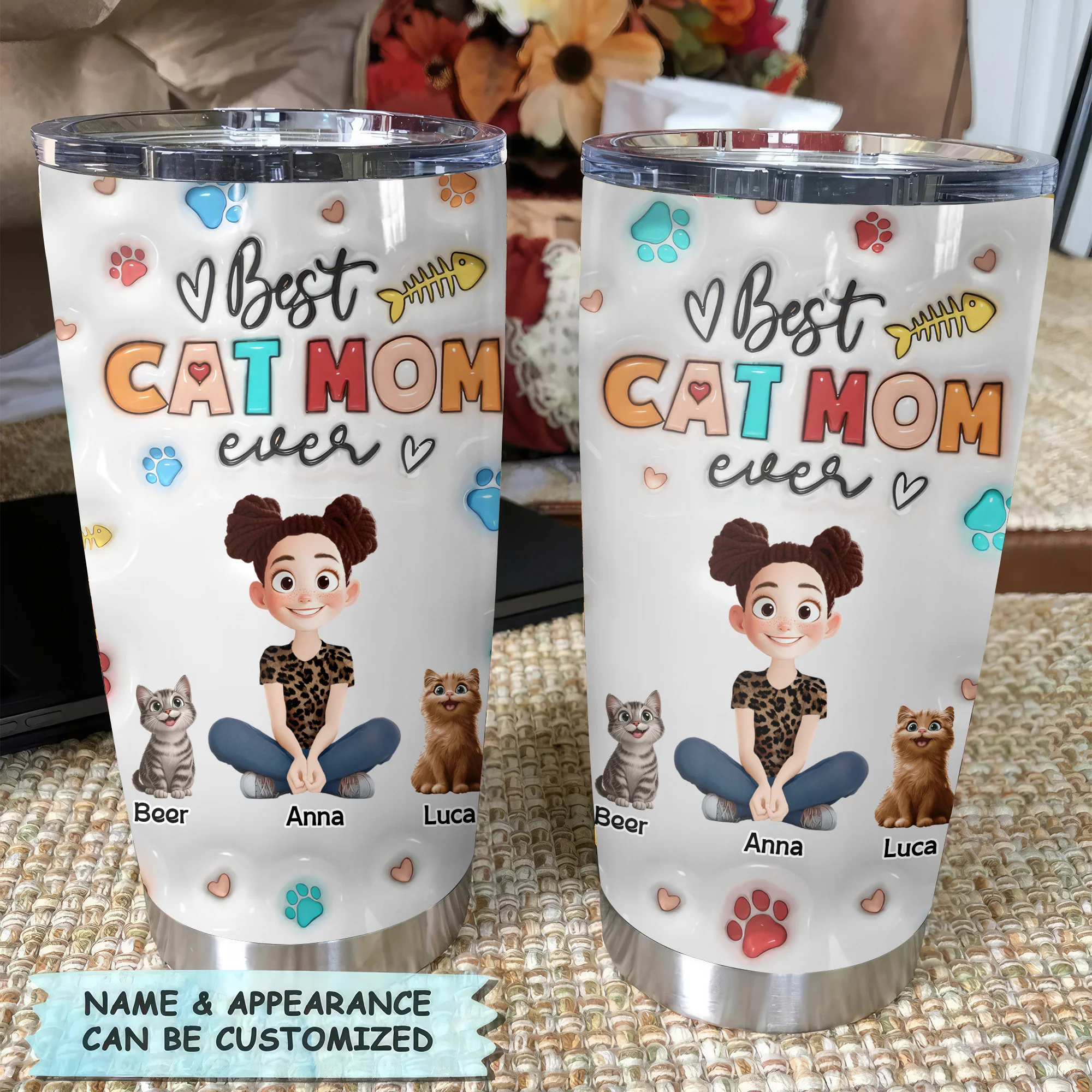 Proud To Be Cat Mom 3D Inflated Effect Cartoon Cat - Personalized Tumbler Cup - Gift for Pet Owners, Pet Lovers, Cat Mom | CLP15 NH96 - Image 4