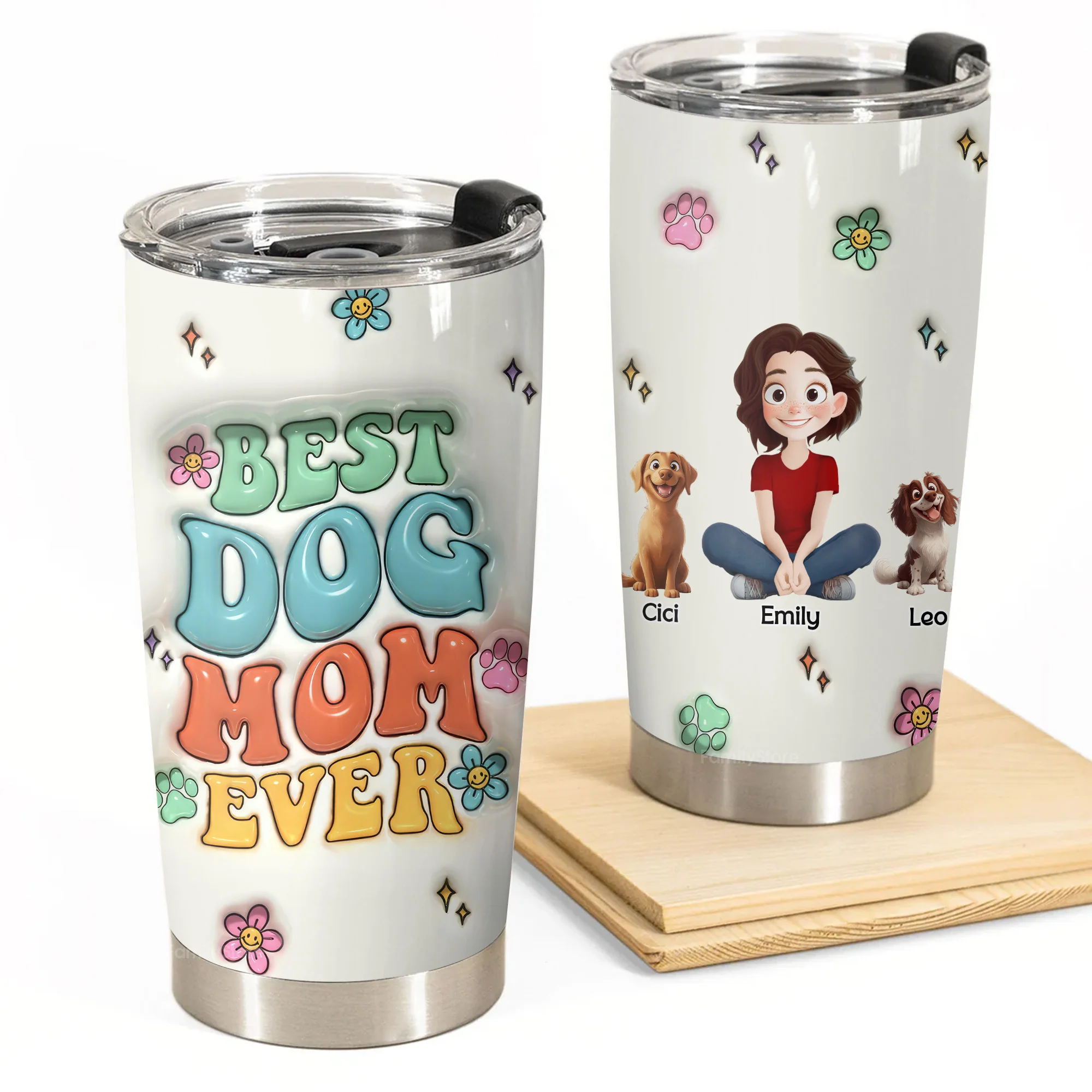 Proud To Be Slay Dog Mom 3D Inflated Effect Cartoon Dog - Personalized Tumbler Cup - Gift for Pet Owners, Pet Lovers, Dog Mom | CLP15 NH96