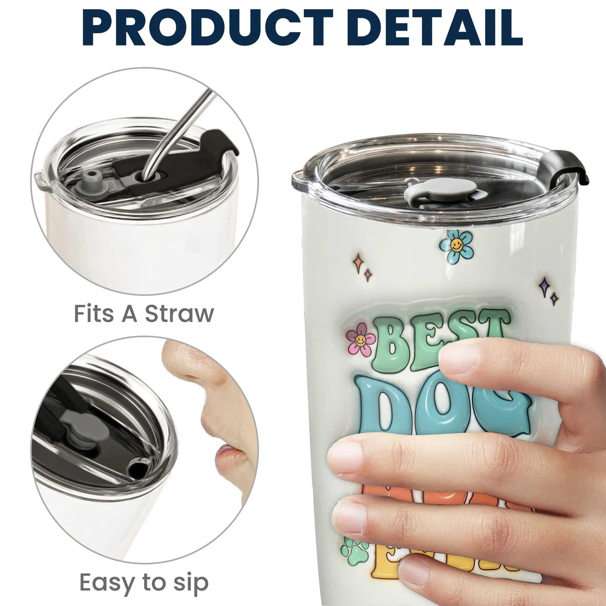 Proud To Be Slay Dog Mom 3D Inflated Effect Cartoon Dog - Personalized Tumbler Cup - Gift for Pet Owners, Pet Lovers, Dog Mom | CLP15 NH96 - Image 5