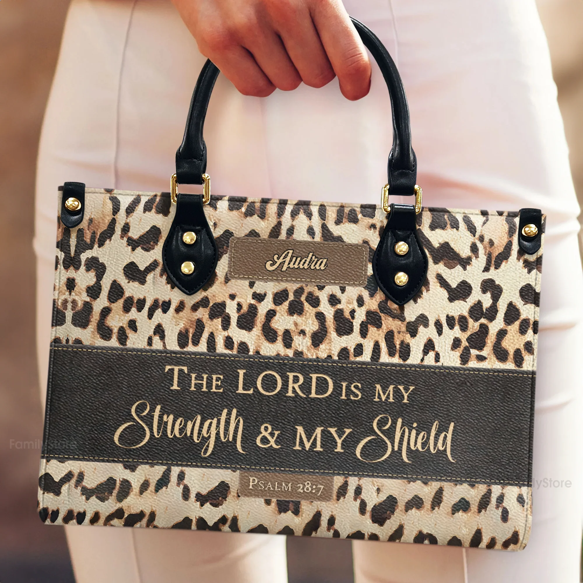 Psalm 287 The Lord Is My Strength And My Shield - Unique Personalized Leather Handbag - AT4081313 - Image 4