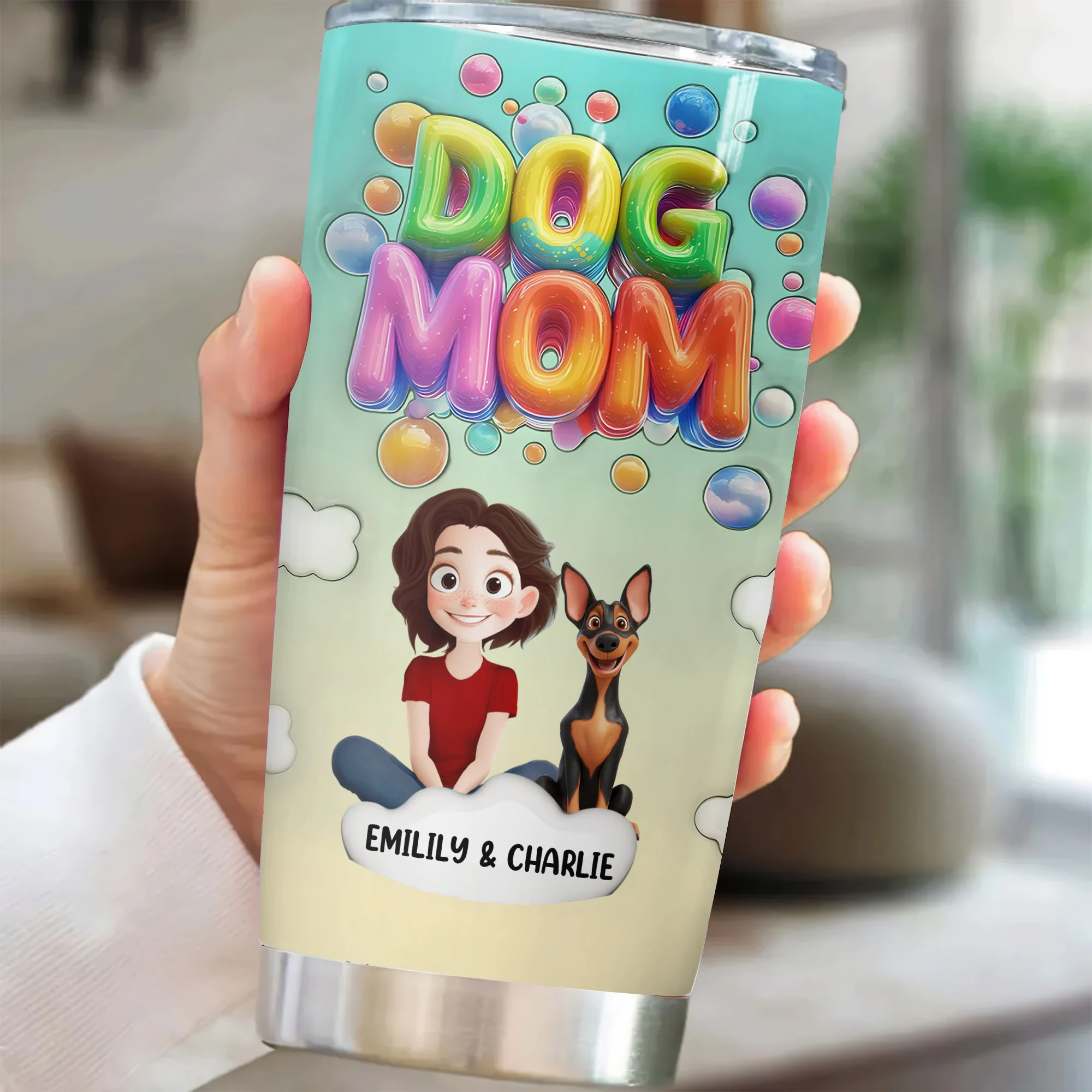 Puppy Love Moments 3D Inflated Effect Cartoon Dog - Personalized Tumbler Cup - Gift for Pet Owners, Pet Lovers, Dog Mom | CLP15.V3 NH96 - Image 2