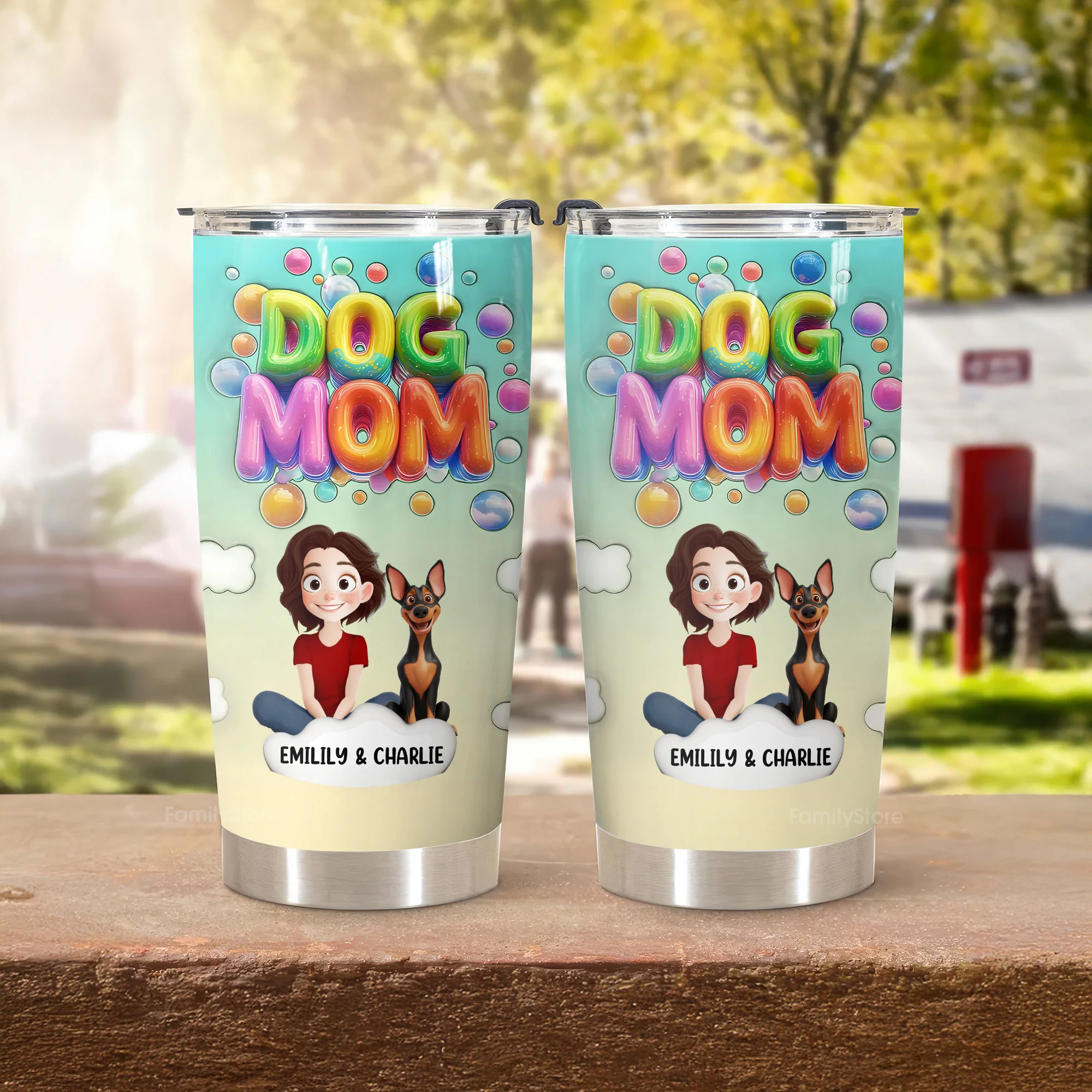 Puppy Love Moments 3D Inflated Effect Cartoon Dog - Personalized Tumbler Cup - Gift for Pet Owners, Pet Lovers, Dog Mom | CLP15.V3 NH96 - Image 3
