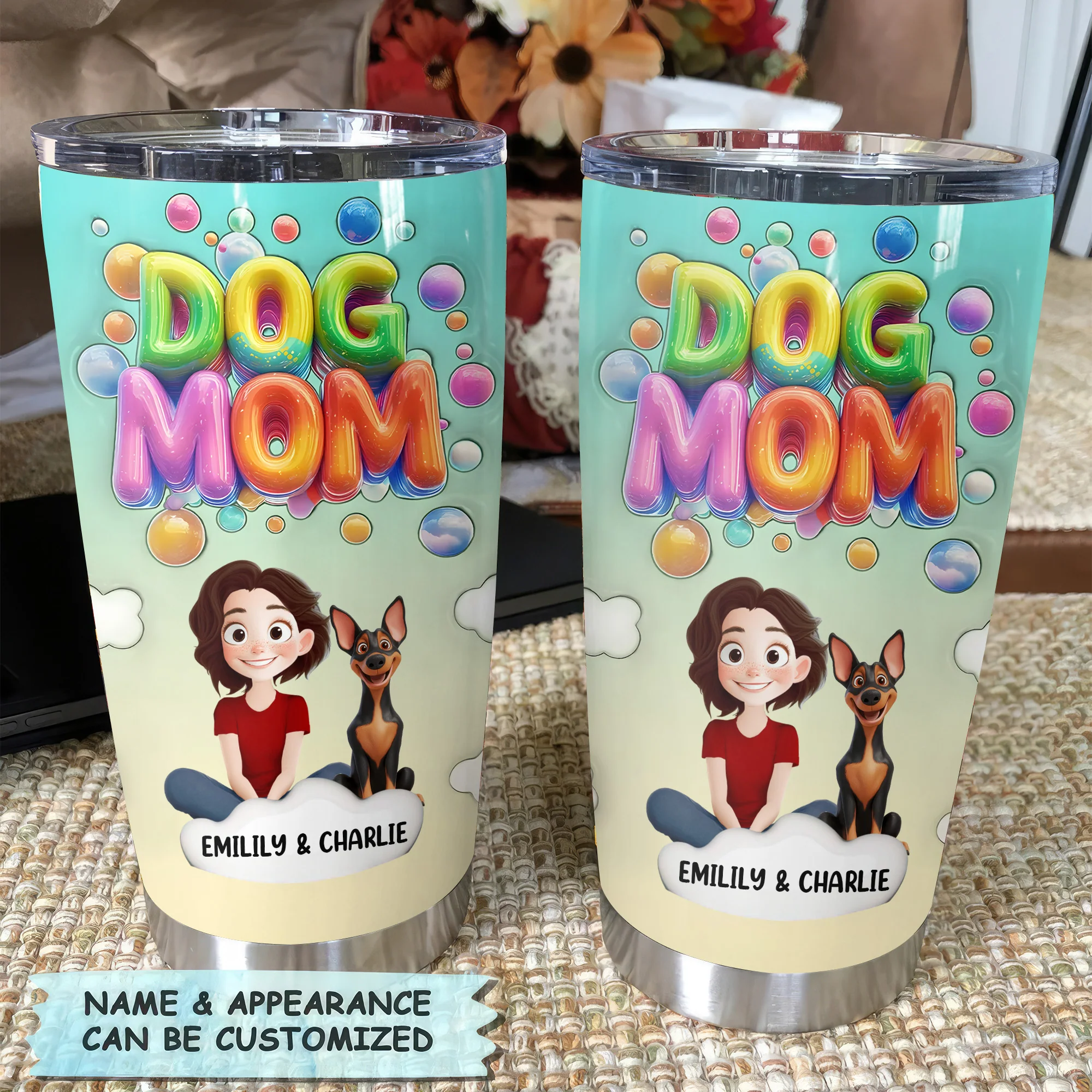 Puppy Love Moments 3D Inflated Effect Cartoon Dog - Personalized Tumbler Cup - Gift for Pet Owners, Pet Lovers, Dog Mom | CLP15.V3 NH96 - Image 4