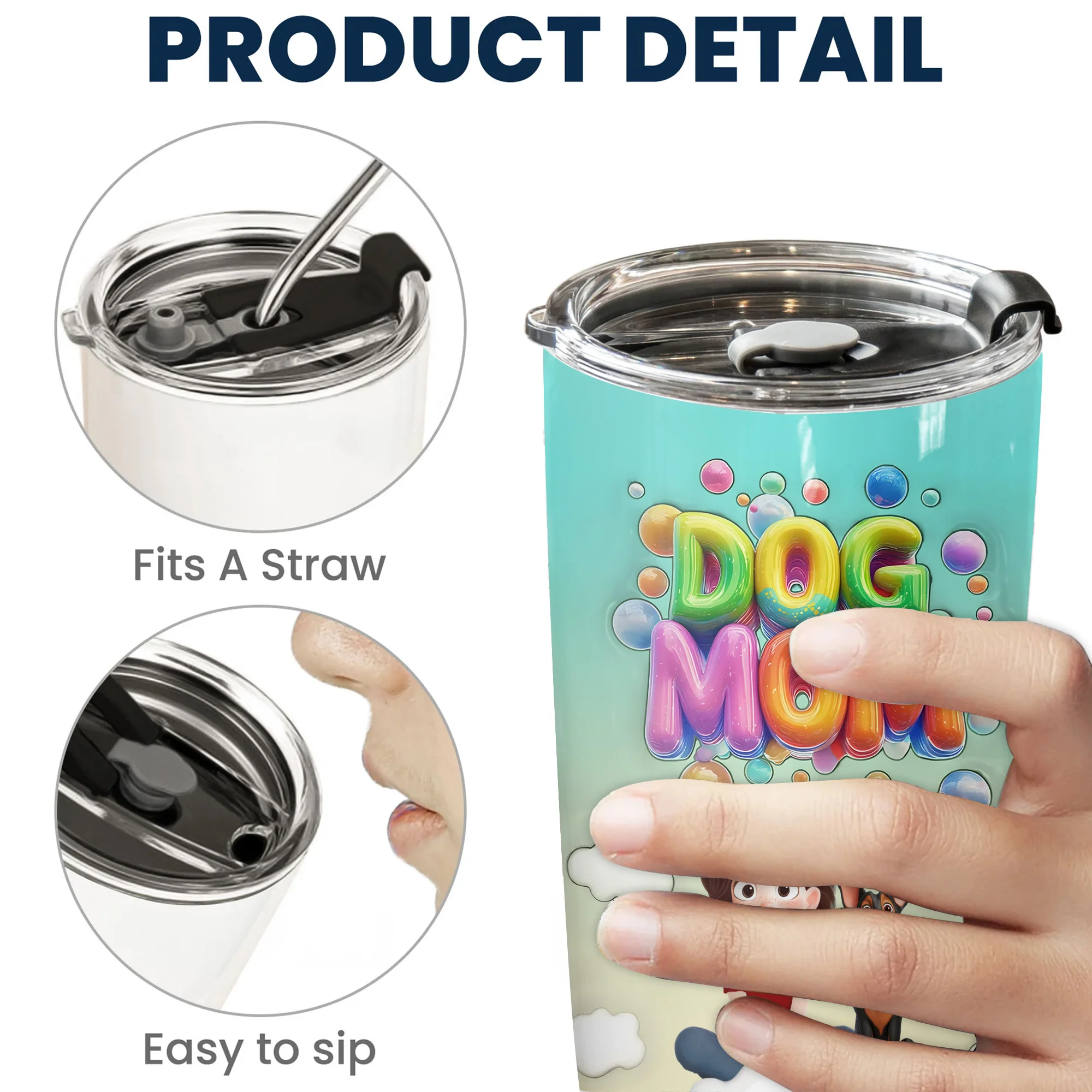 Puppy Love Moments 3D Inflated Effect Cartoon Dog - Personalized Tumbler Cup - Gift for Pet Owners, Pet Lovers, Dog Mom | CLP15.V3 NH96 - Image 5