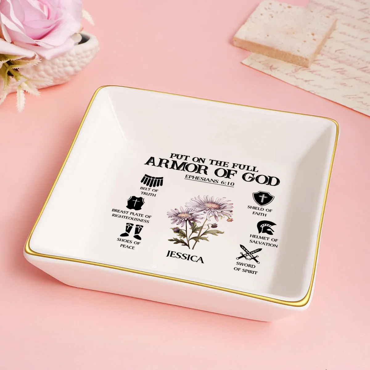 Put On The Armor Of God - Personalized Jewelry Dish - Gift For Mom, Wife, Besties, Friends, Sisters, For Me Gift - NA94 - Image 4