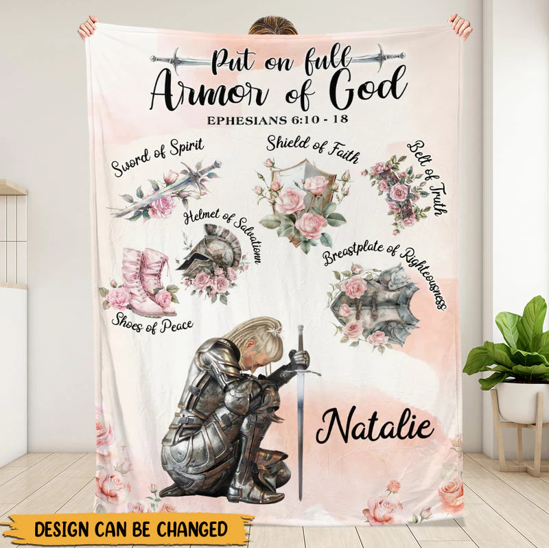 Put On The Full Armor Of God Blanket - Personalized Blanket - Gift For Her | CLGOD03 HL128 - Image 2