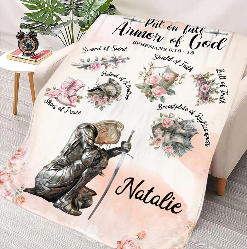 Put On The Full Armor Of God Blanket - Personalized Blanket - Gift For Her | CLGOD03 HL128 - Image 6
