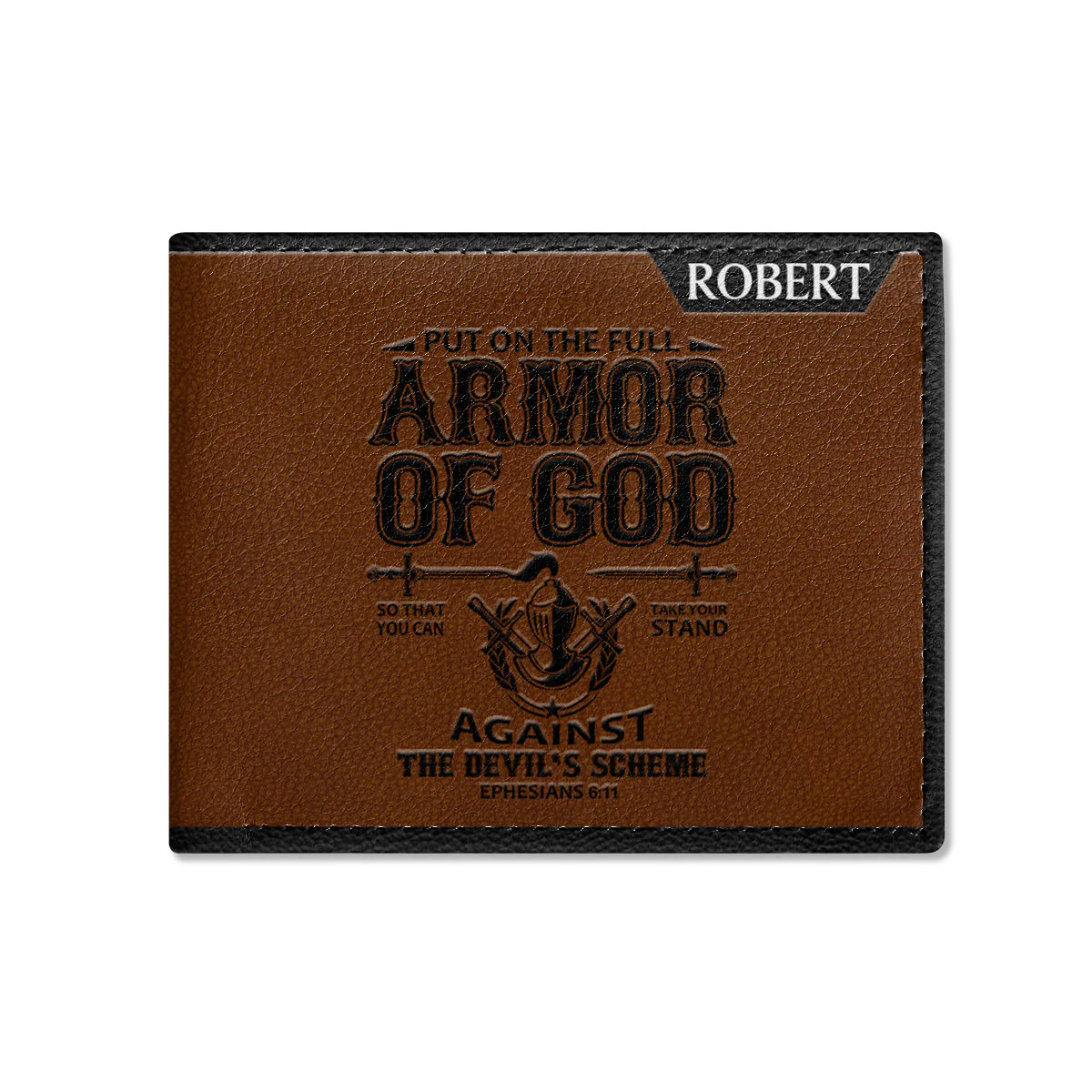Put On The Full Armor Of God - Personalized Leather Folded Wallet - Image 2