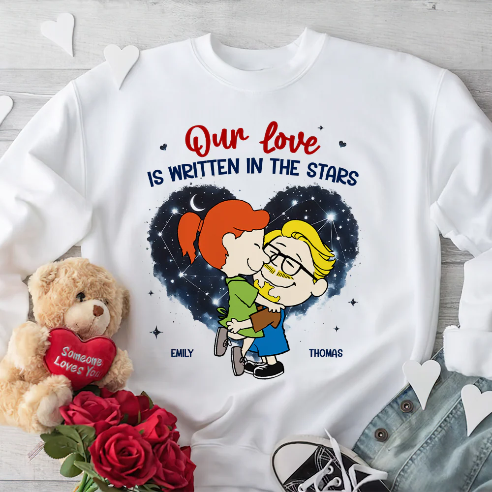 Our Love Is Written In The Stars Peanut - Personalized Shirt - Gift For Couple, Husband Wife | GR8 NH96