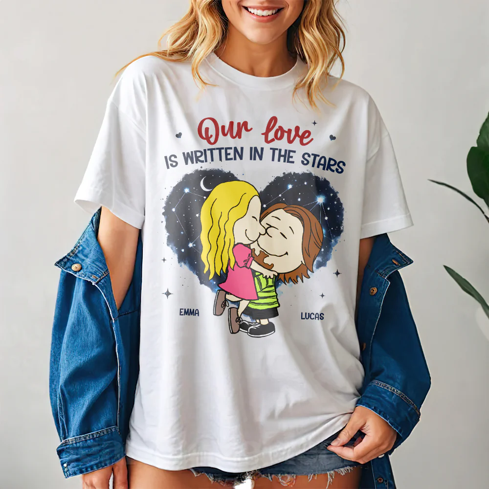 Our Love Is Written In The Stars Peanut - Personalized Shirt - Gift For Couple, Husband Wife | GR8 NH96 - Image 3