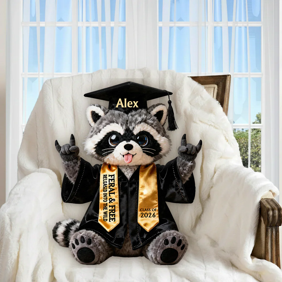 Raccoon Celebrate Graduation - Personalized Custom Shaped Pillow - Gift For Graduates - Image 3