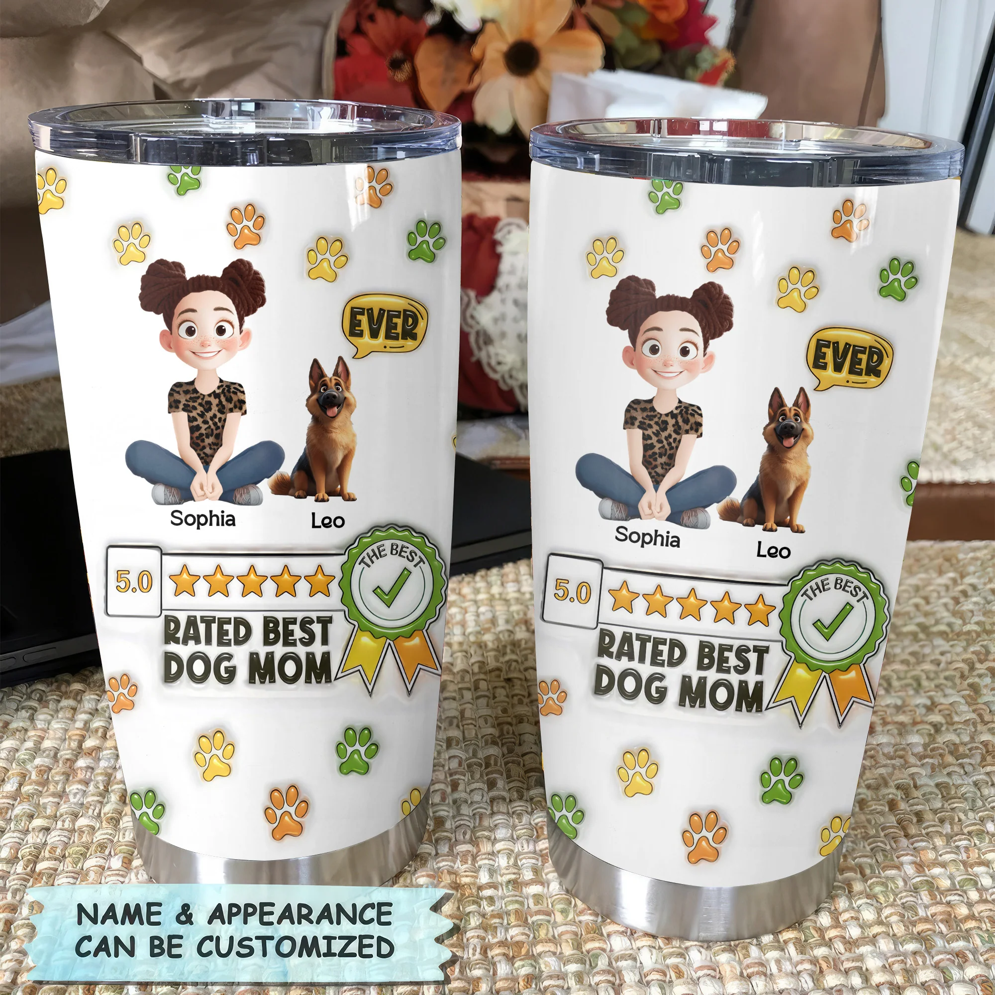 Rated Best Dog Mom 3D Inflated Effect Cartoon Dog - Personalized Tumbler Cup - Gift for Pet Owners, Pet Lovers, Dog Mom | CLP16 NH96 - Image 2