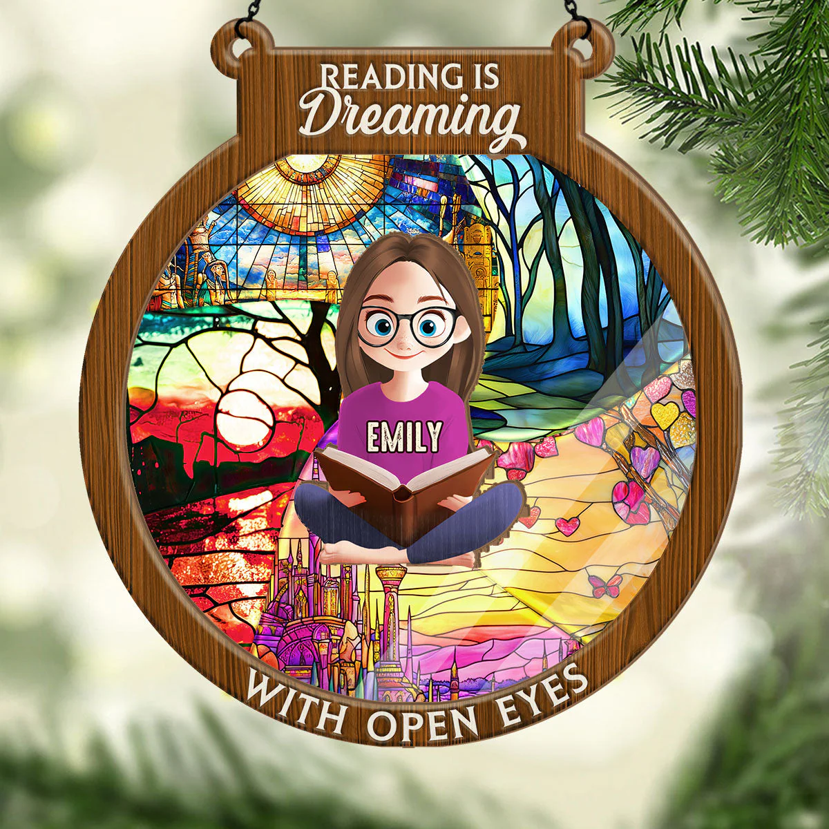 Reading Is Dreaming With Open Eyes - Personalized Window Hanging Suncatcher | CLB2 - Image 3