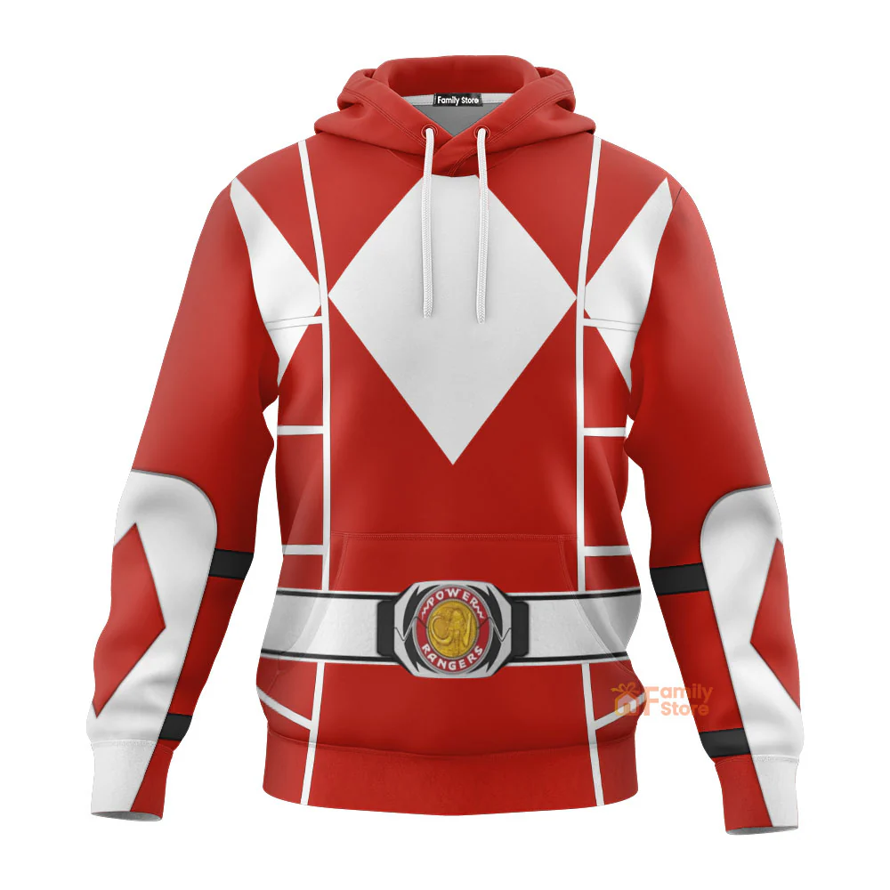 Red Mighty Morphin Power Ranger Cosplay C2 - Hoodie Set, Sweatshirt, Sweatpants | PRHS91 - Image 2