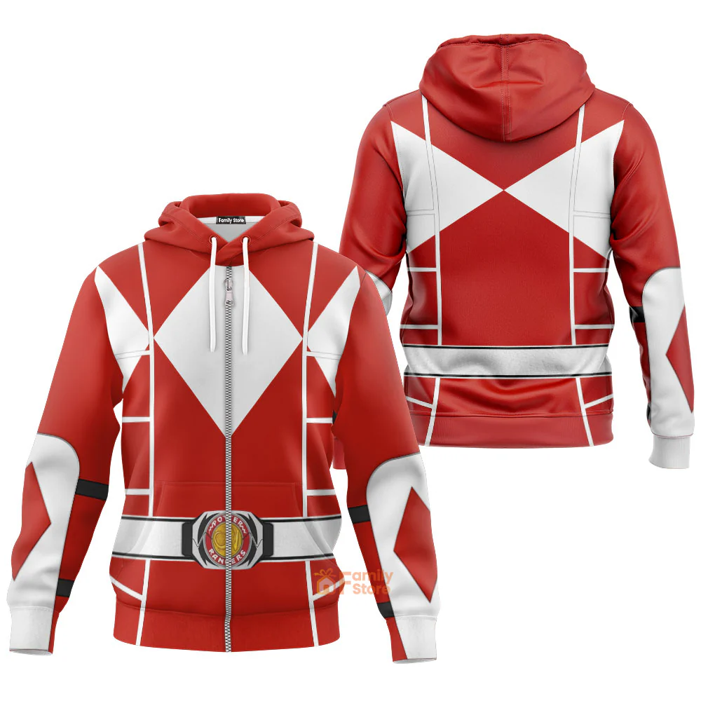 Red Mighty Morphin Power Ranger Cosplay C2 - Hoodie Set, Sweatshirt, Sweatpants | PRHS91 - Image 5