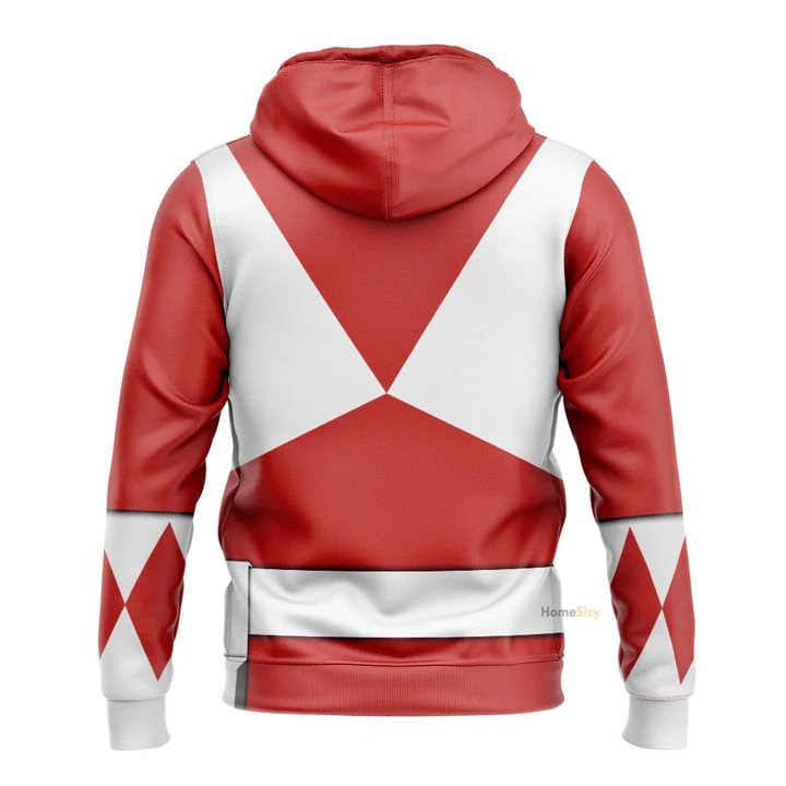 Red Mighty Morphin Power Ranger Costumes C2- 3D Hoodie PRHS74 - Image 3
