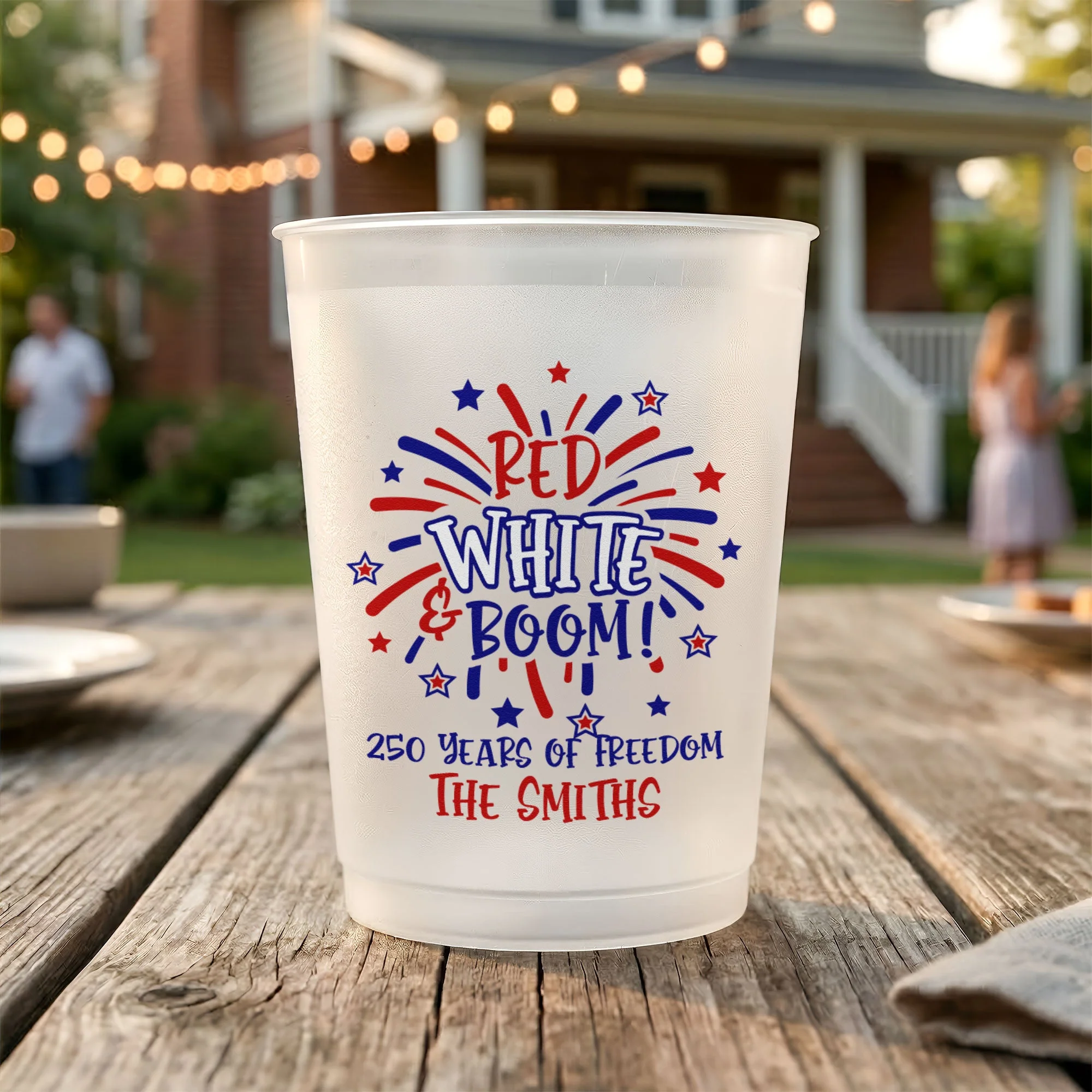 Red White & Boom 250 Years Of American Freedom - Personalized Cups - Gifts For Patriotic Family - Image 2