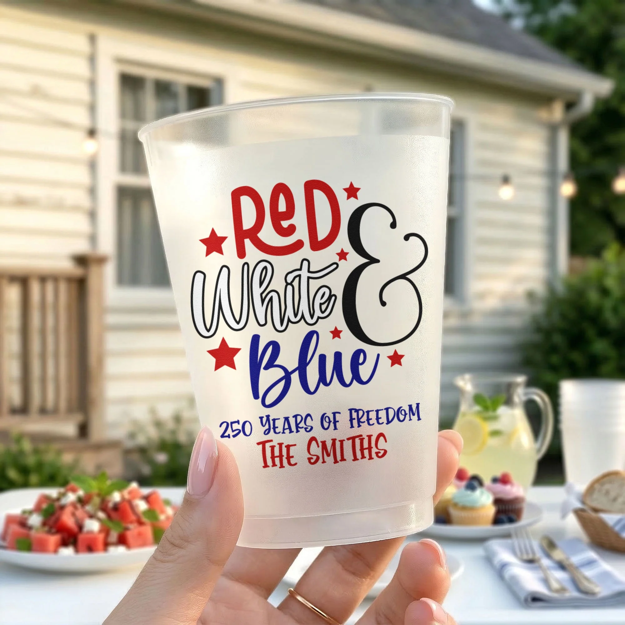 Red White & Boom 250 Years Of American Freedom - Personalized Cups - Gifts For Patriotic Family - Image 3