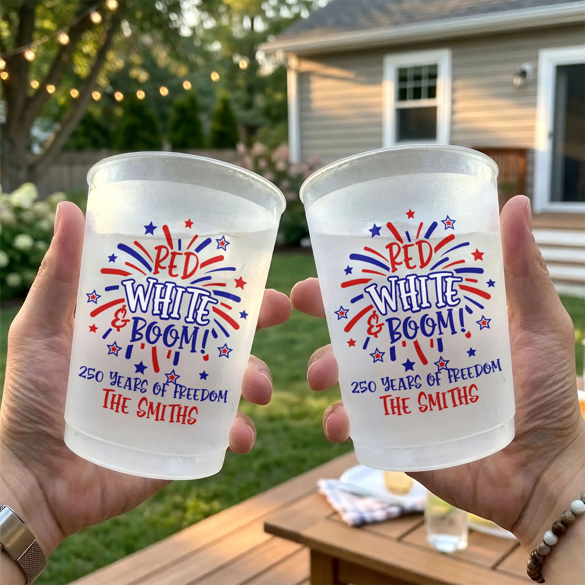Red White & Boom 250 Years Of American Freedom - Personalized Cups - Gifts For Patriotic Family - Image 5