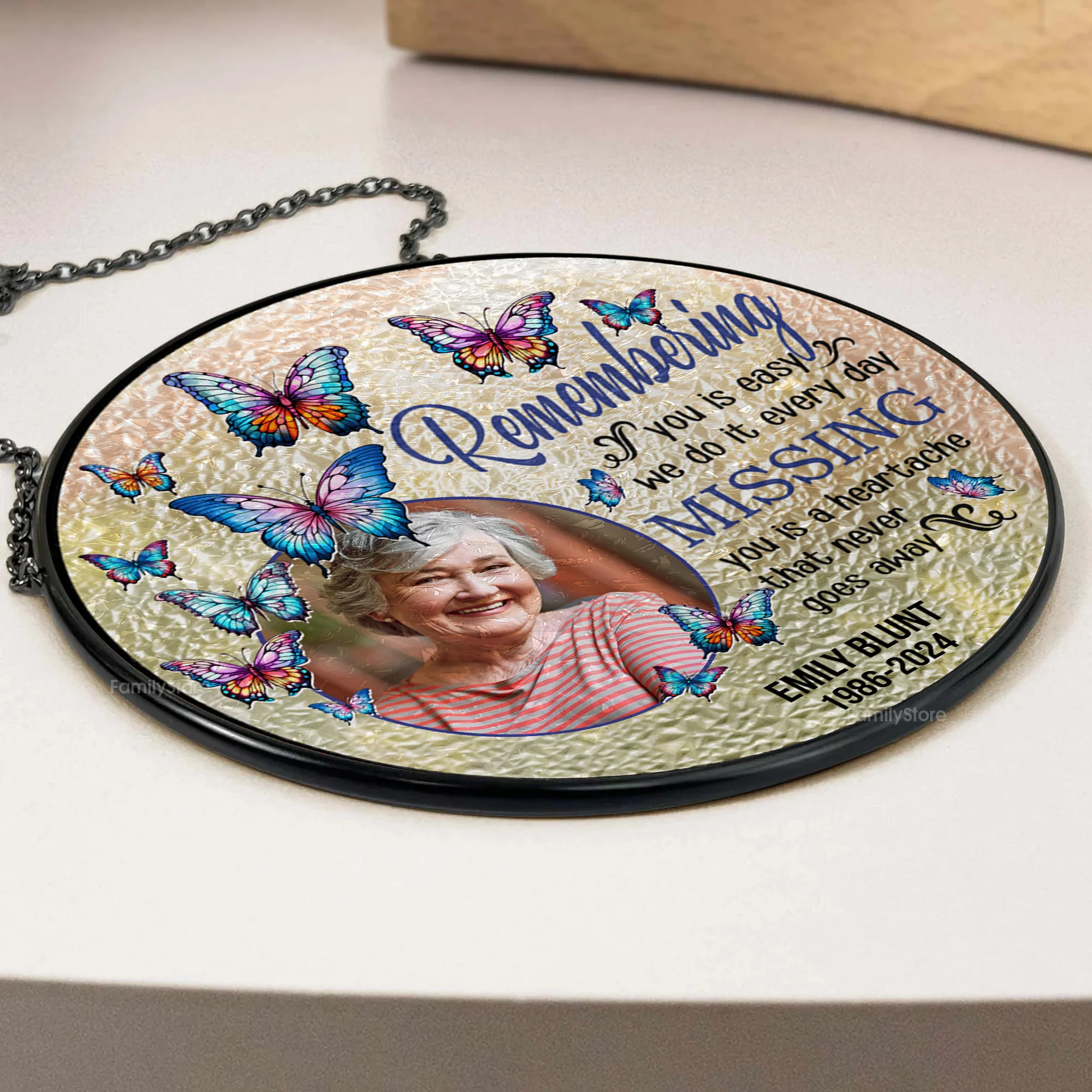 Remembering You Is Easy We Do It Every Day - Memorial Gift - Personalized Stained Glass Window Hanging Suncatcher - NA94 - Image 3