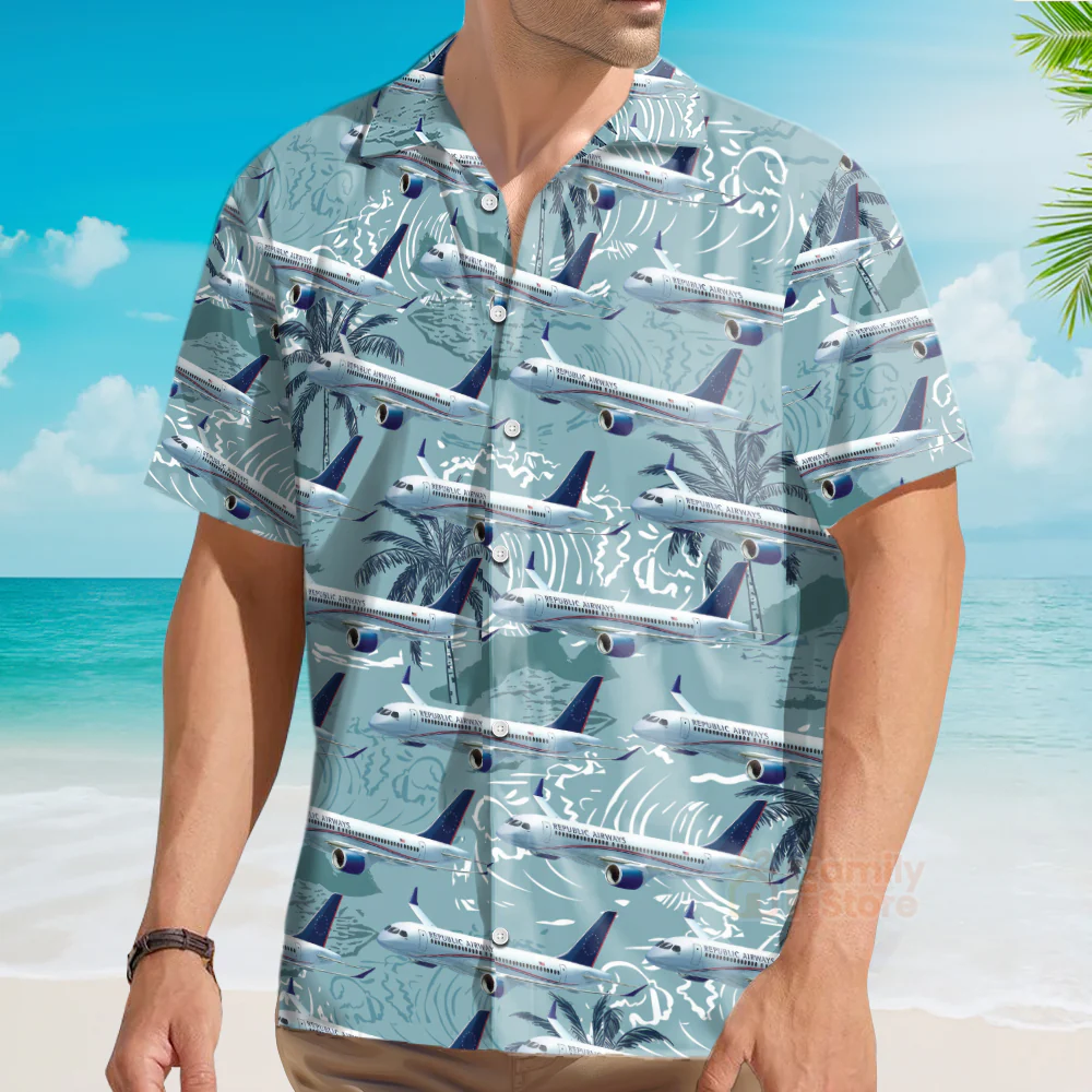 Republic Airways Embraer 175 Hawaiian Shirt - Image 3
