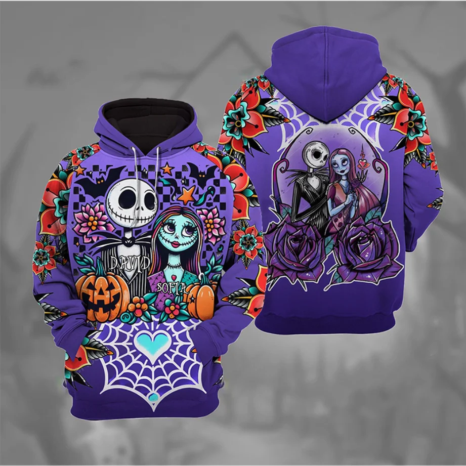 Retro Spooky Couple - Personalized Hoodie And Leggings - Gift For Halloween, Christmas HH01 - Image 2