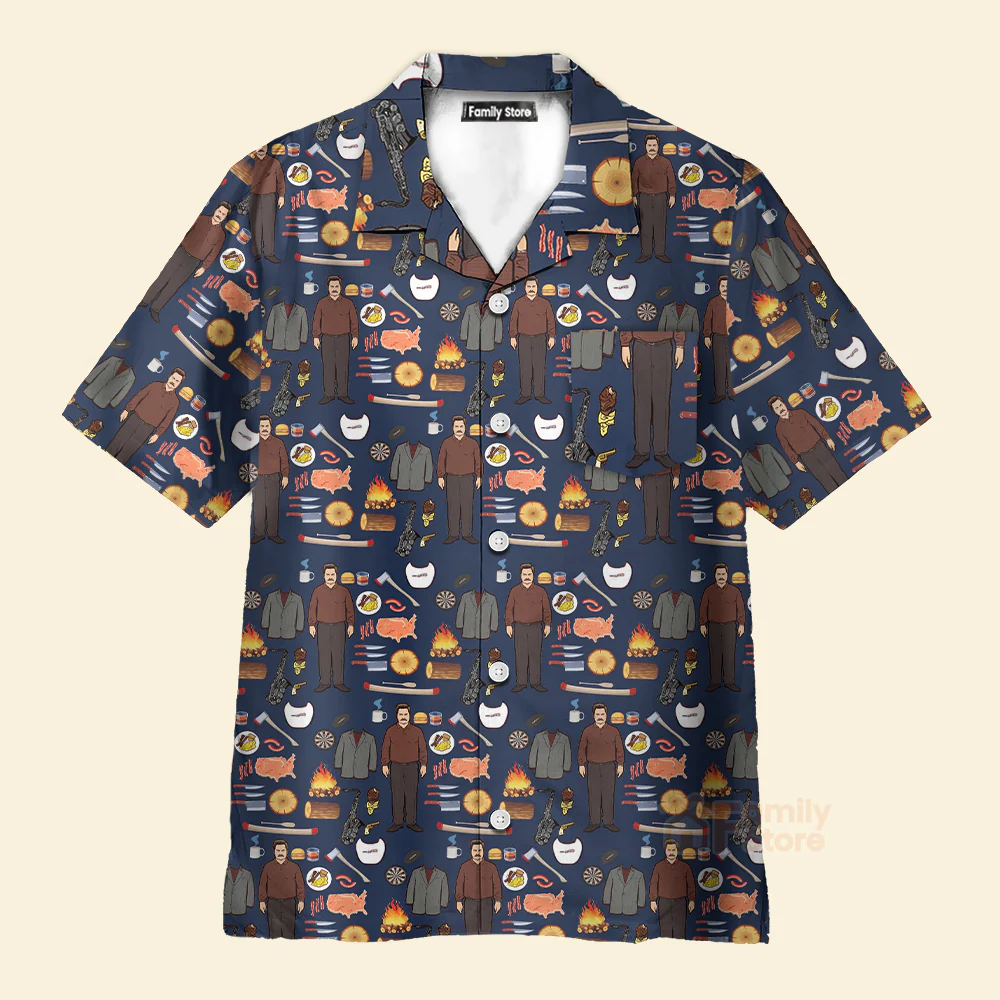 Ron Swanson Parks And Recreation Button Down Shirt - Image 2
