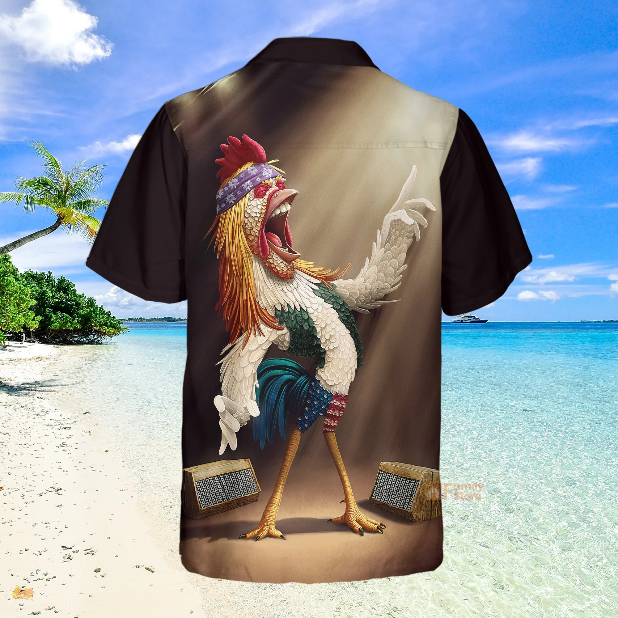 Rooster Chest Pocket Short Sleeves Casual Shirts Hawaiian Shirt - Image 2