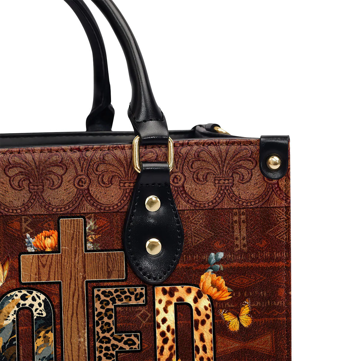 Rooted In Christ Cross Colossians 2:6-7 - Personalized African Leather Handbag - Christian Gift For Her | HD95 - Image 6