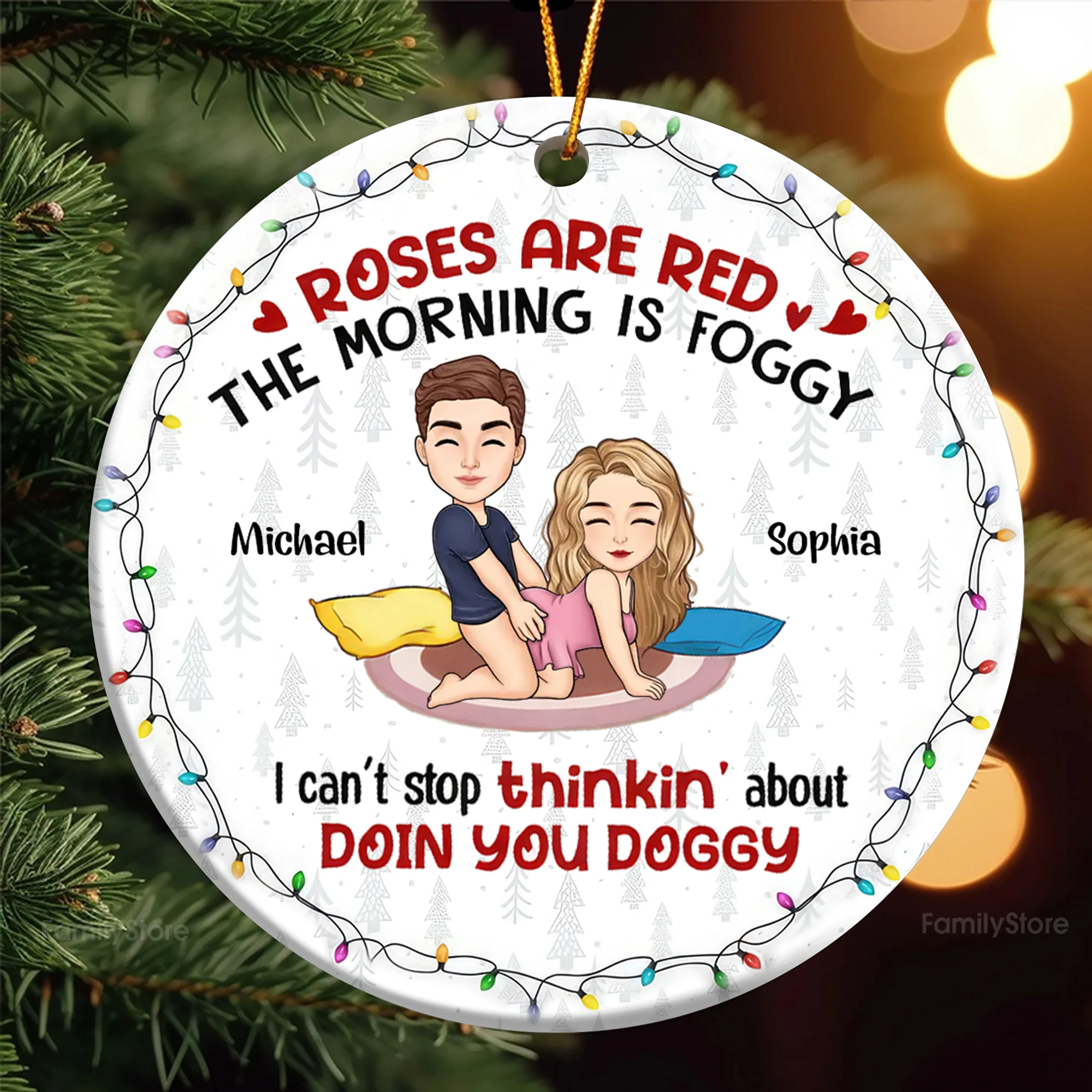 Roses Are Red The Morning Is Foggy - Personalized Ceramic Ornament - Gift For Couple | GR10 NL122