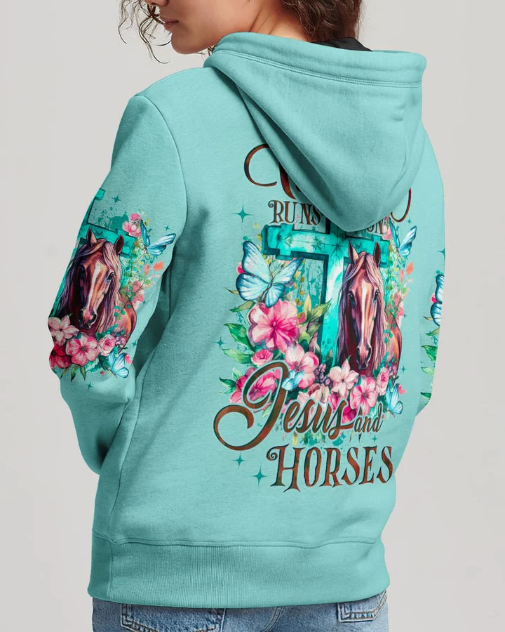 Runs On Jesus And Horses - Women's All Over Print Shirt - AT4080507 - Image 4