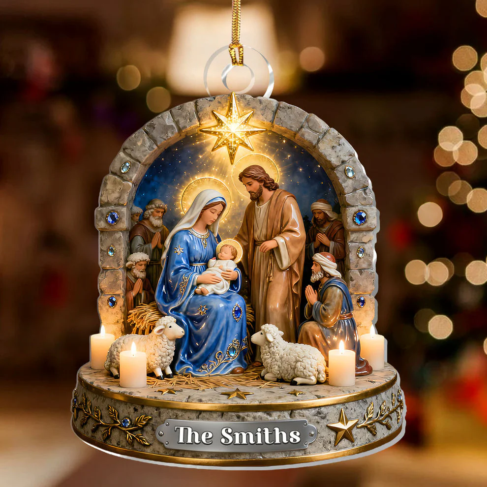 Sacred Night Nativity - Personalized 1-Layer Acrylic Ornament TD118 - Image 3