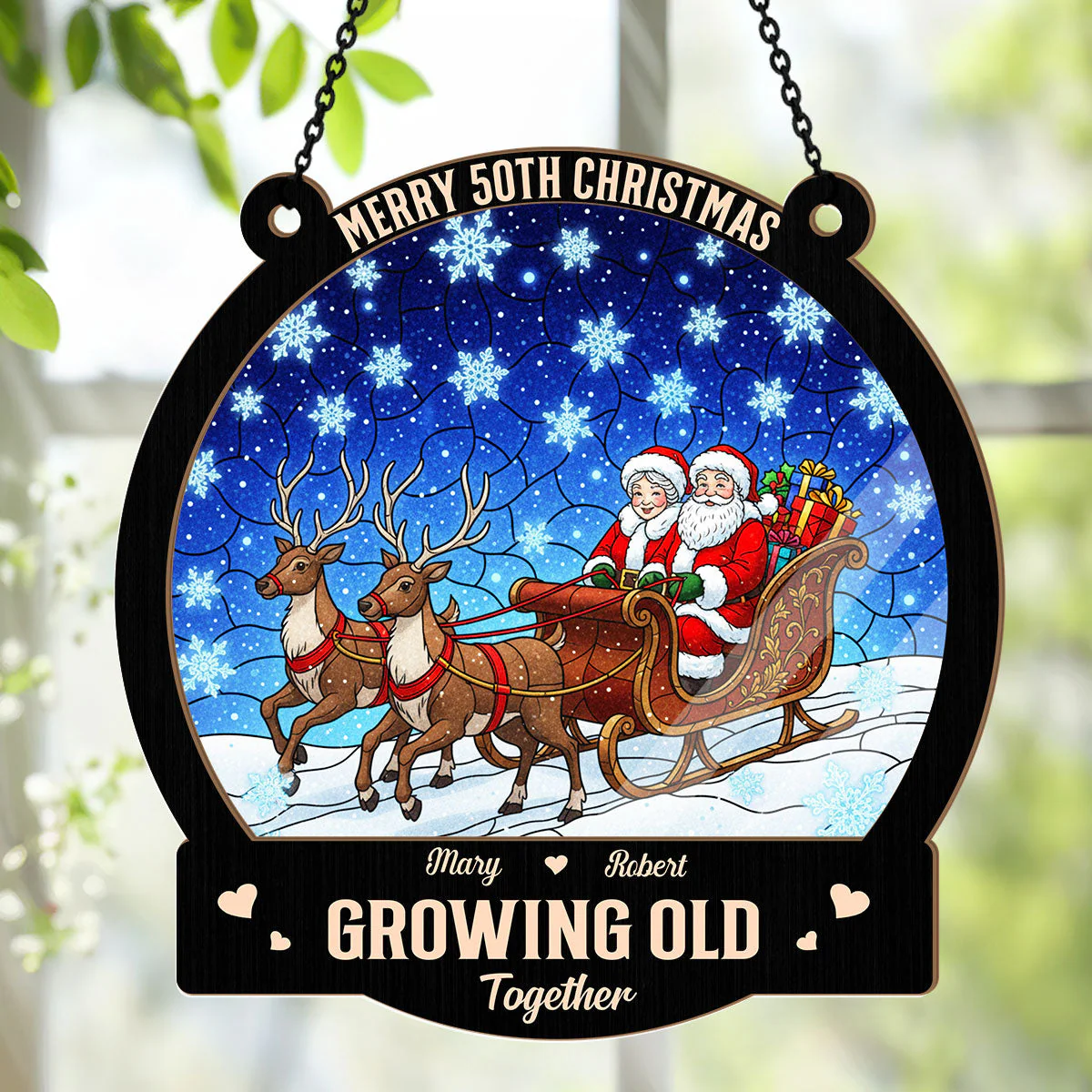 Santa Claus Couple - Personalized Window Hanging Suncatcher - Gift For Christmas TD118 - Image 4