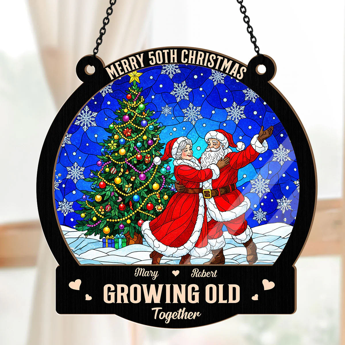 Santa Claus Couple - Personalized Window Hanging Suncatcher - Gift For Christmas TD118 - Image 5
