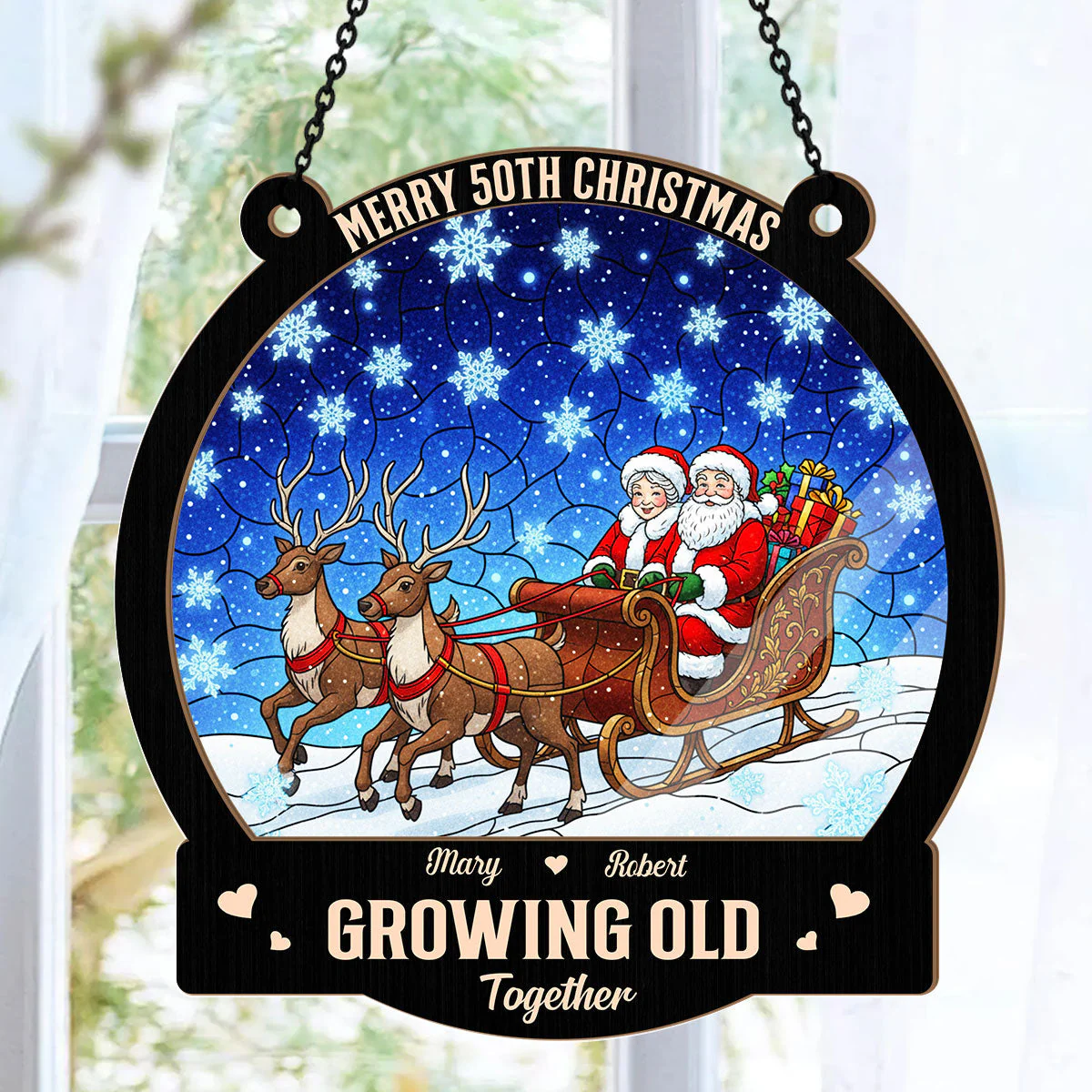 Santa Claus Couple - Personalized Window Hanging Suncatcher - Gift For Christmas TD118 - Image 6