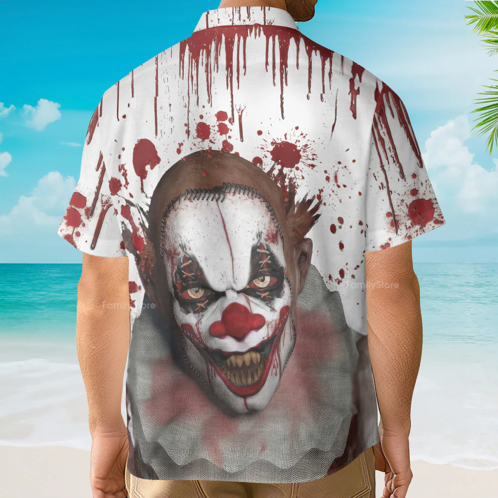 Scary Halloween Clown Faces Hawaiian Shirt - Image 2