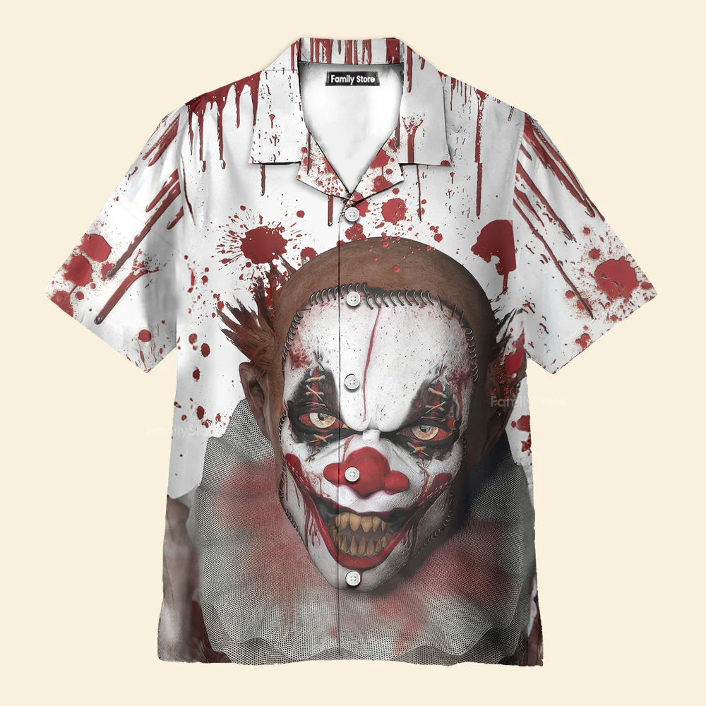 Scary Halloween Clown Faces Hawaiian Shirt - Image 3