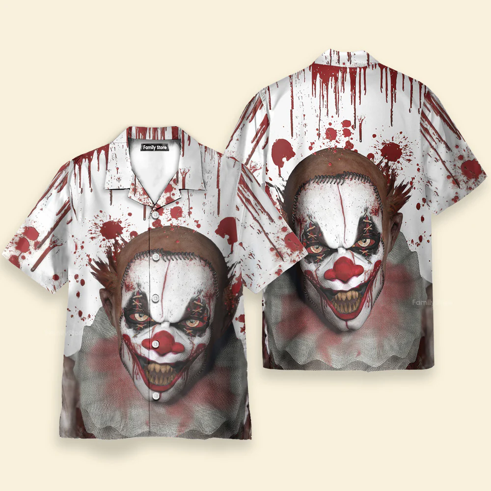 Scary Halloween Clown Faces Hawaiian Shirt - Image 4