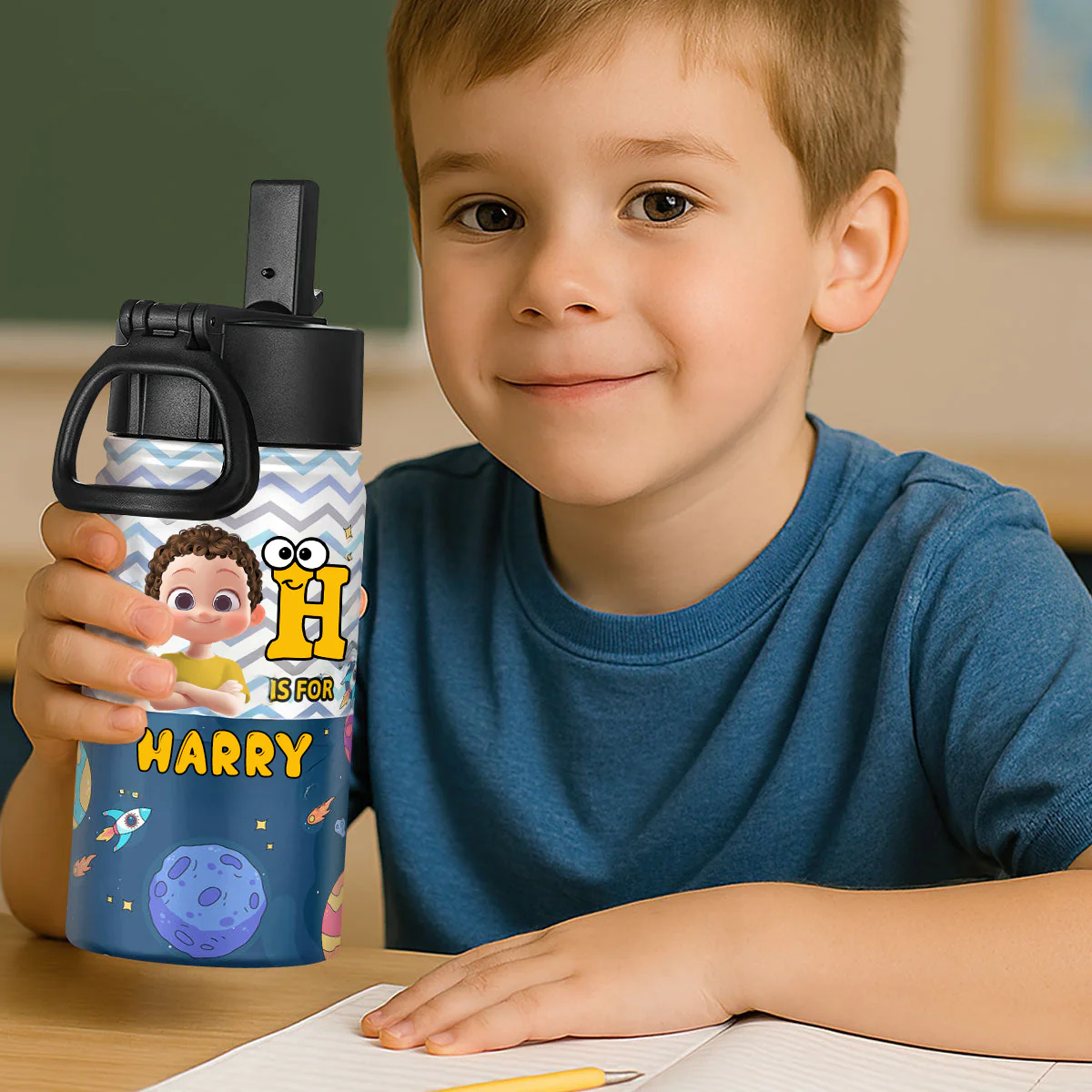 School Kid Name - Personalized Kid Water Bottle - Gift For Kids | GR29 TD118 - Image 2